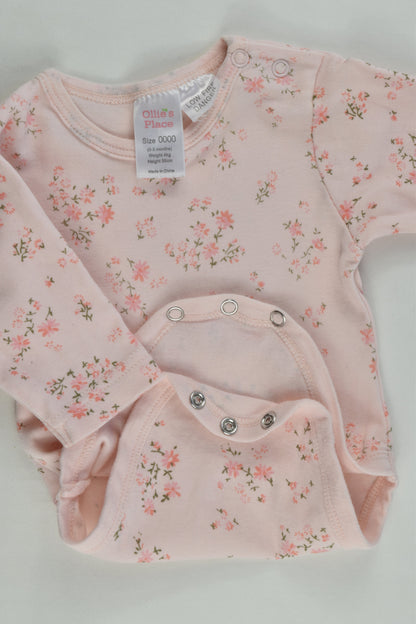 Ollie's Place Size 0000 Floral Bodysuit