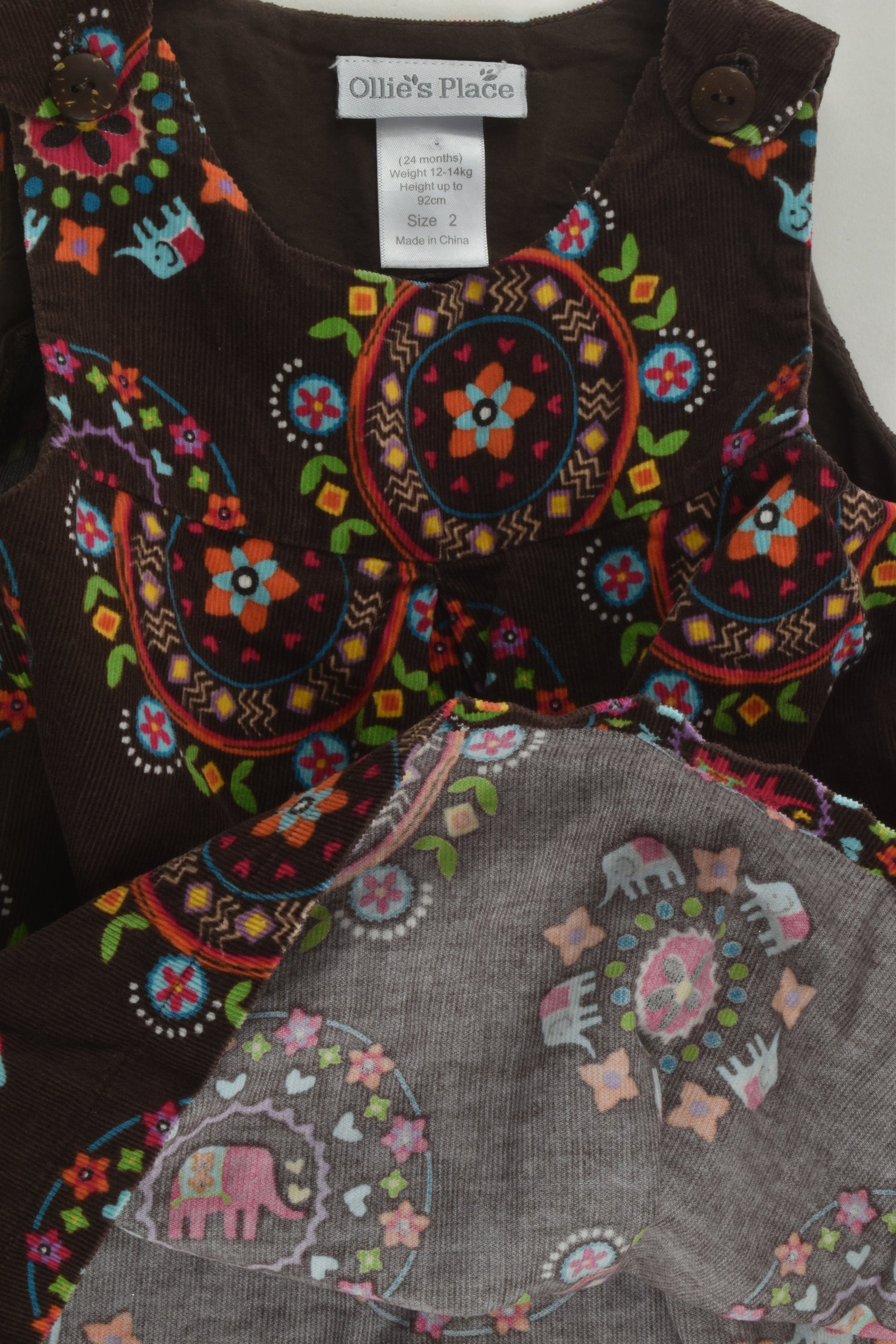 Ollie's Place Size 2 Lightweight Elephant Cord Dress