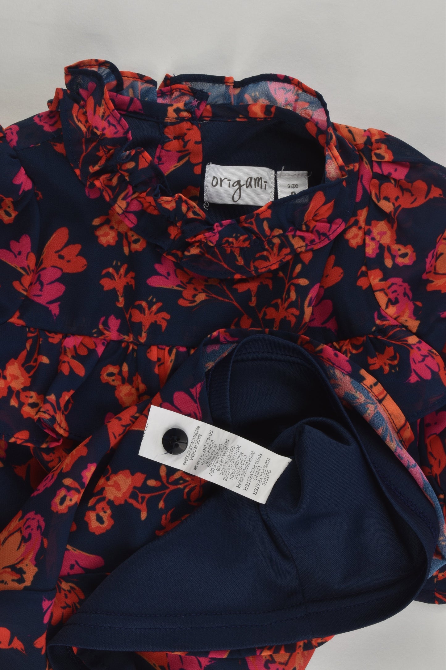Origami Size 0 Lined Roses Dress