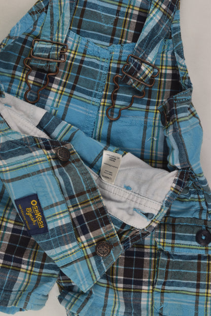 OshKosh Size 0 (12 months) Checked Short Overalls