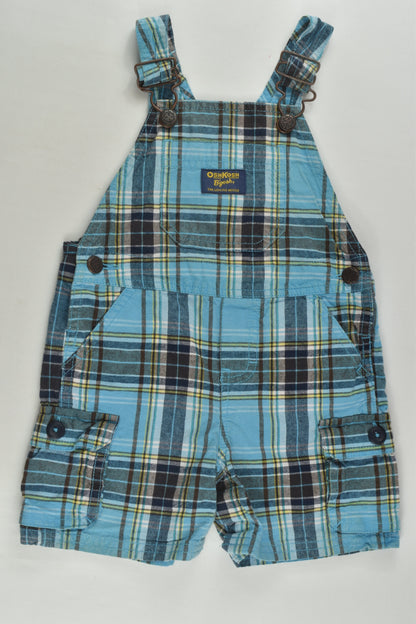 OshKosh Size 0 (12 months) Checked Short Overalls