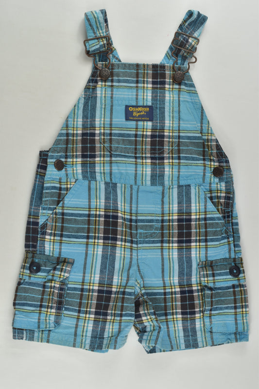 OshKosh Size 0 (12 months) Checked Short Overalls