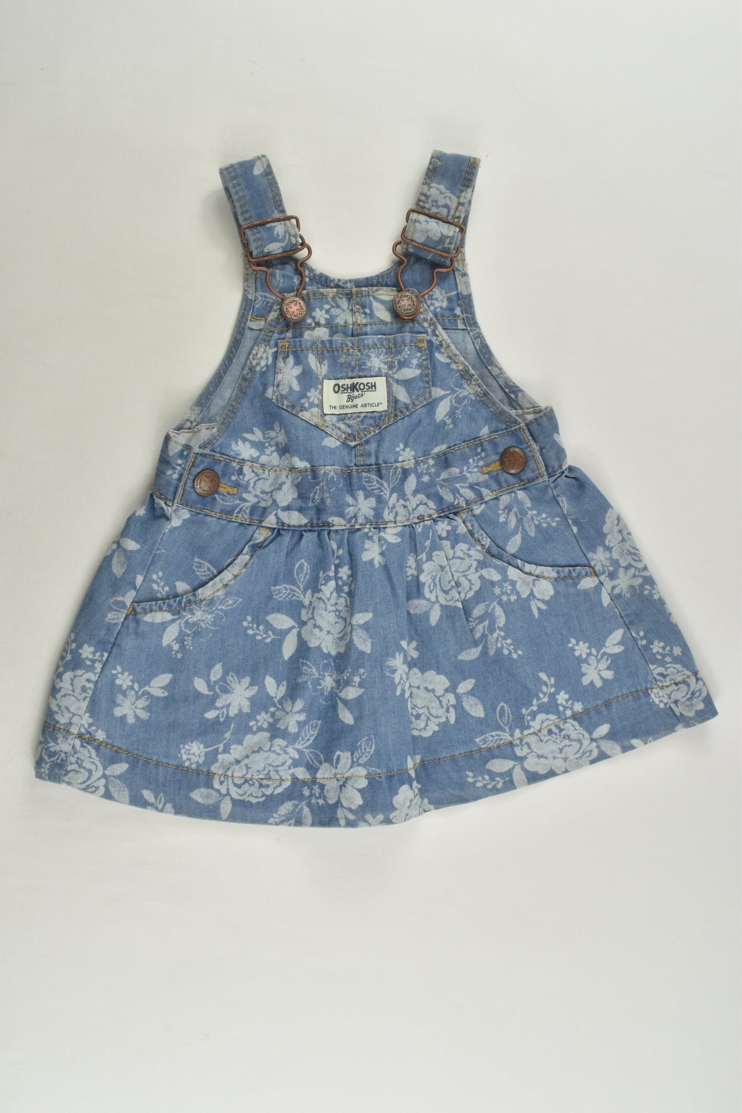 OshKosh Size 000 (3 months) Floral Denim Dress