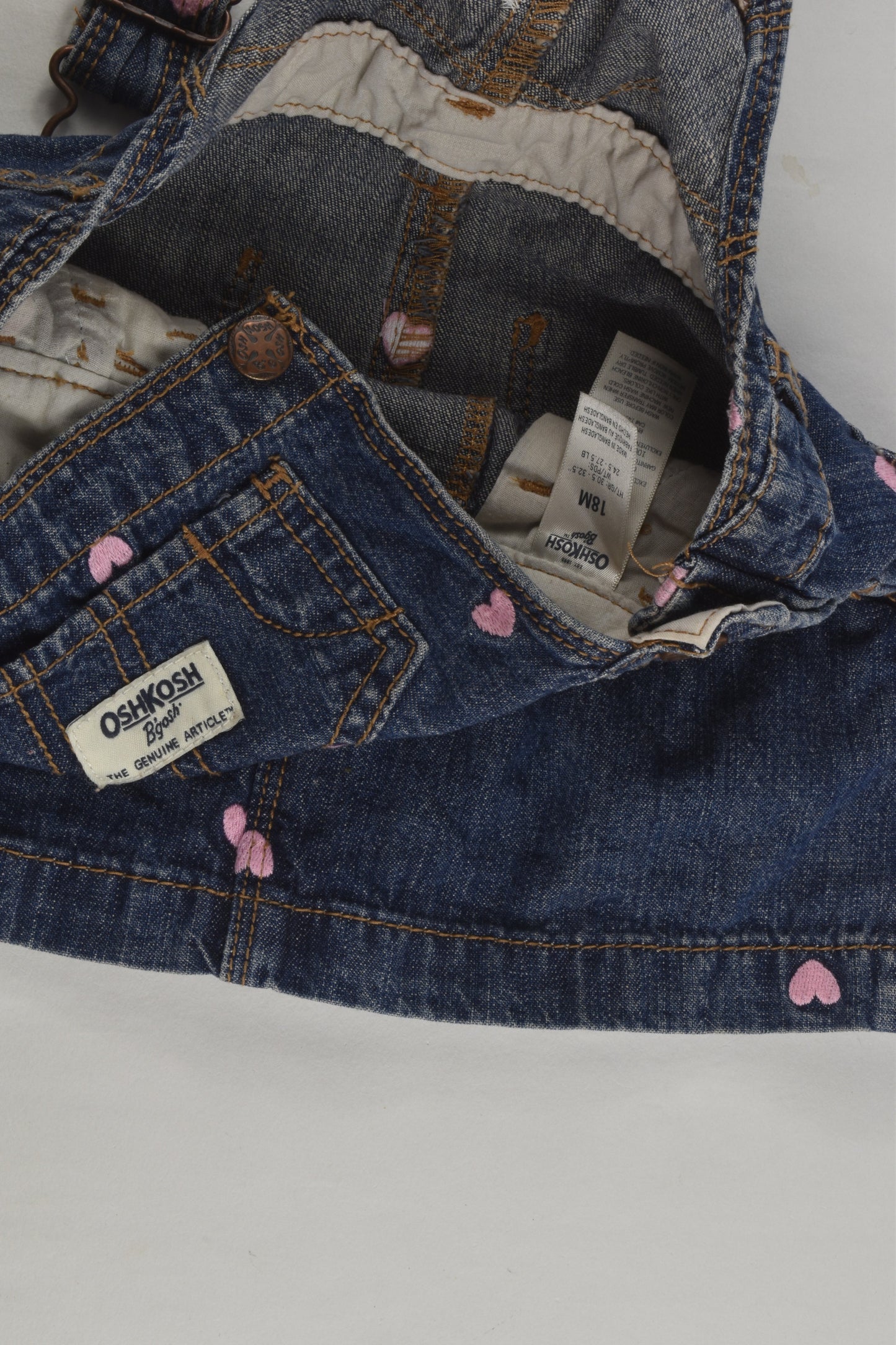 OshKosh Size 1 (18 months) Hearts Denim Dress