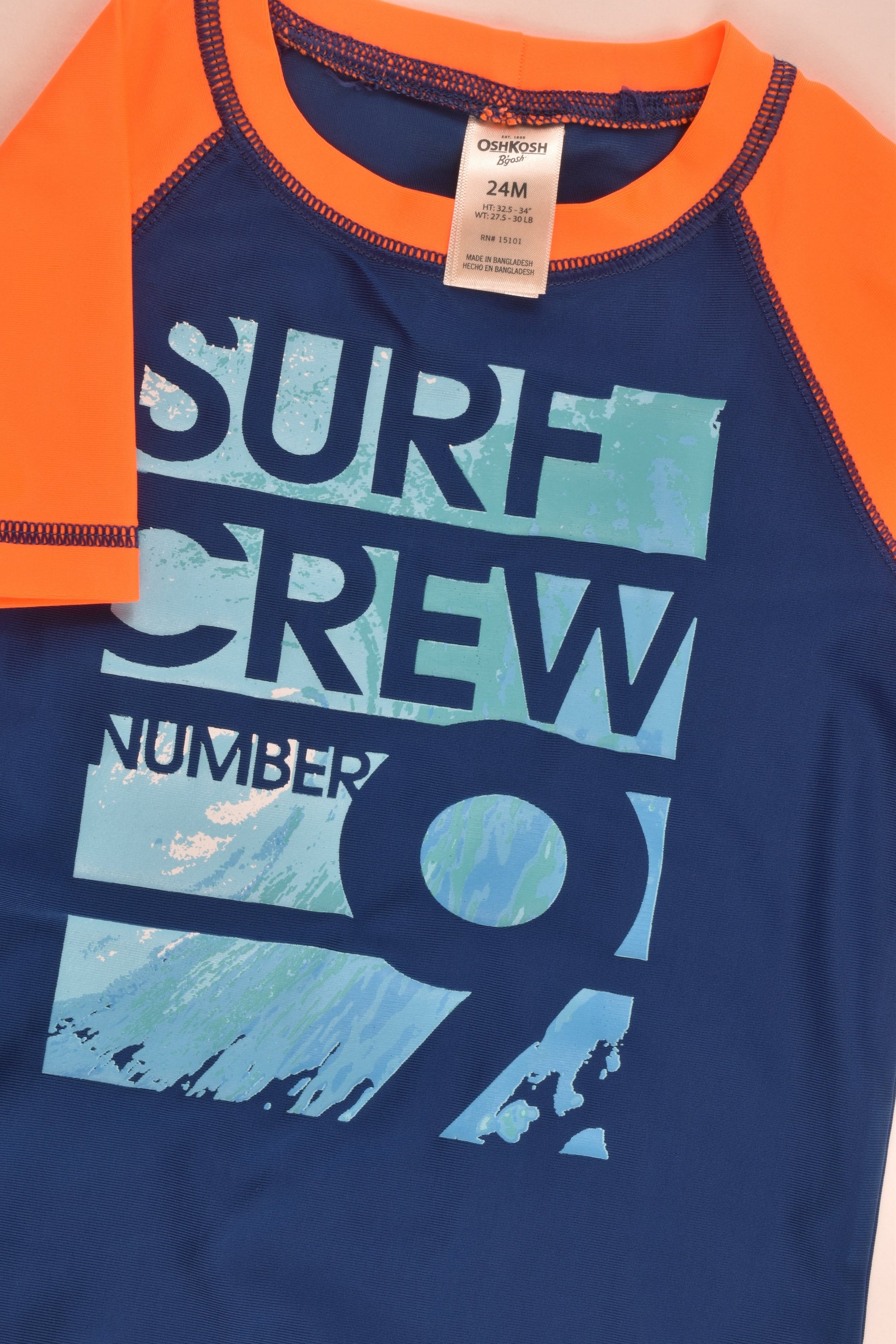 OshKosh Size 1-2 (24 months) 'Surf Crew' Rashie Top