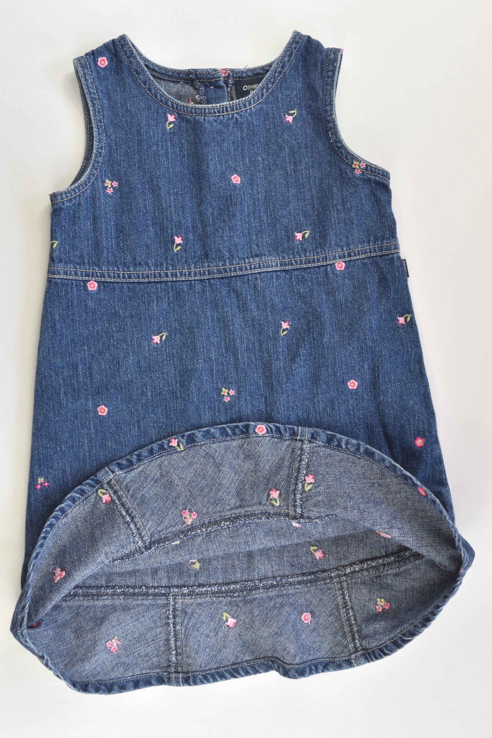 OshKosh Size 4 Denim Dress with Flowers