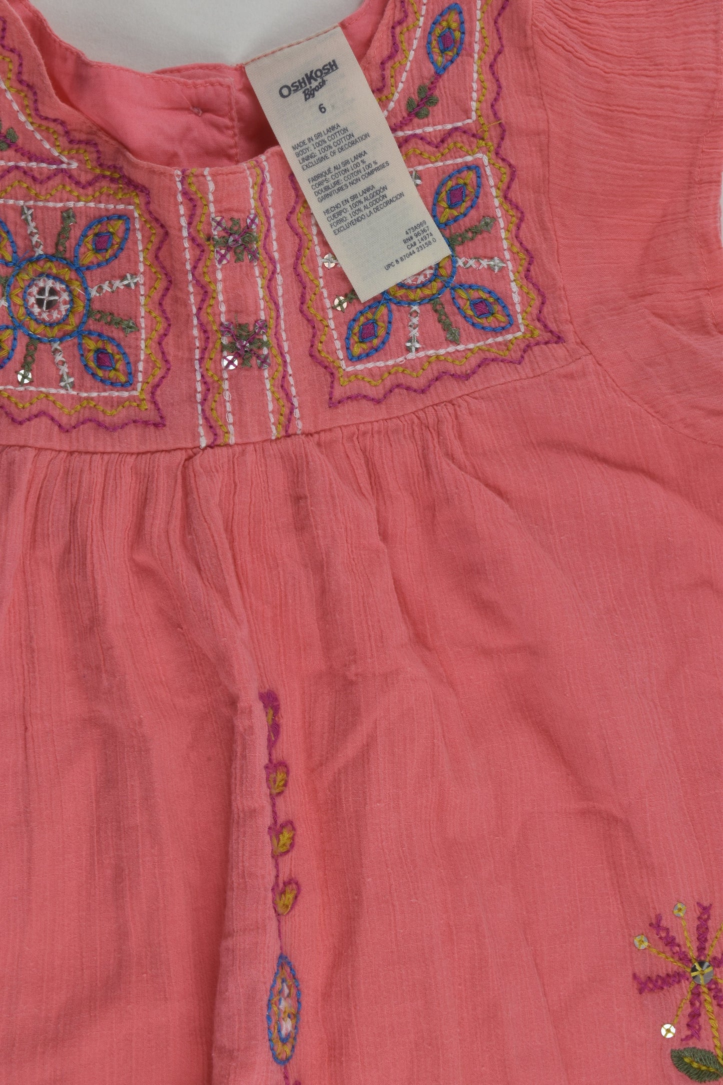 OshKosh Size 6 Lined Embroidery Muslin Blouse