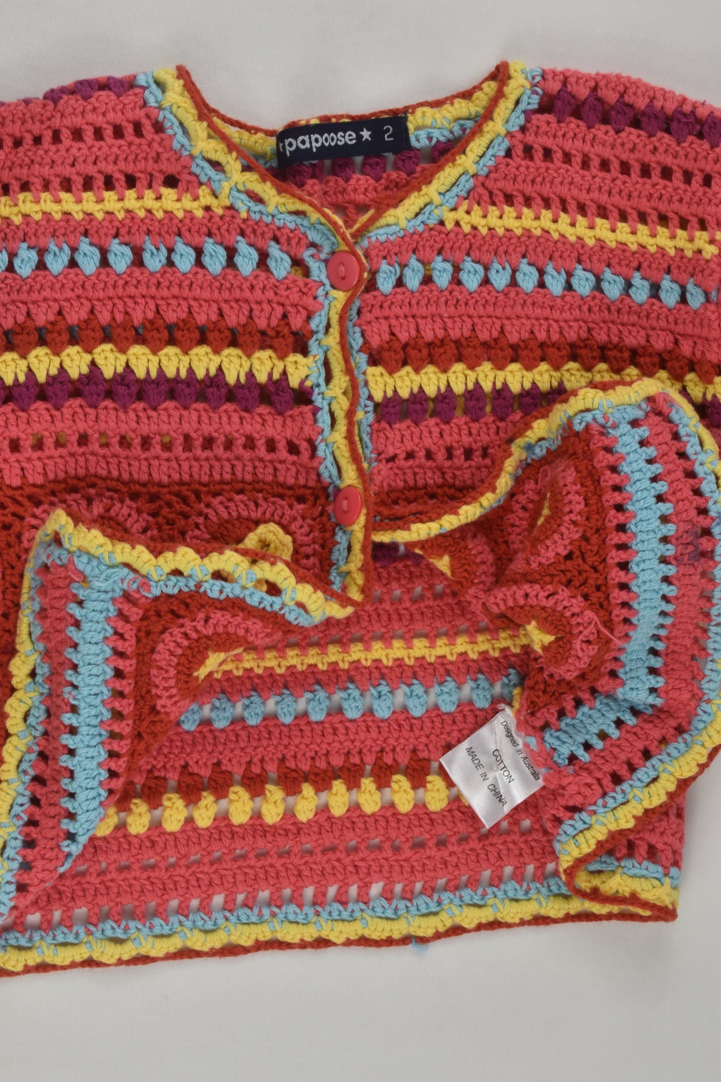 Papoose Size 2 Colourful Knit Cardigan