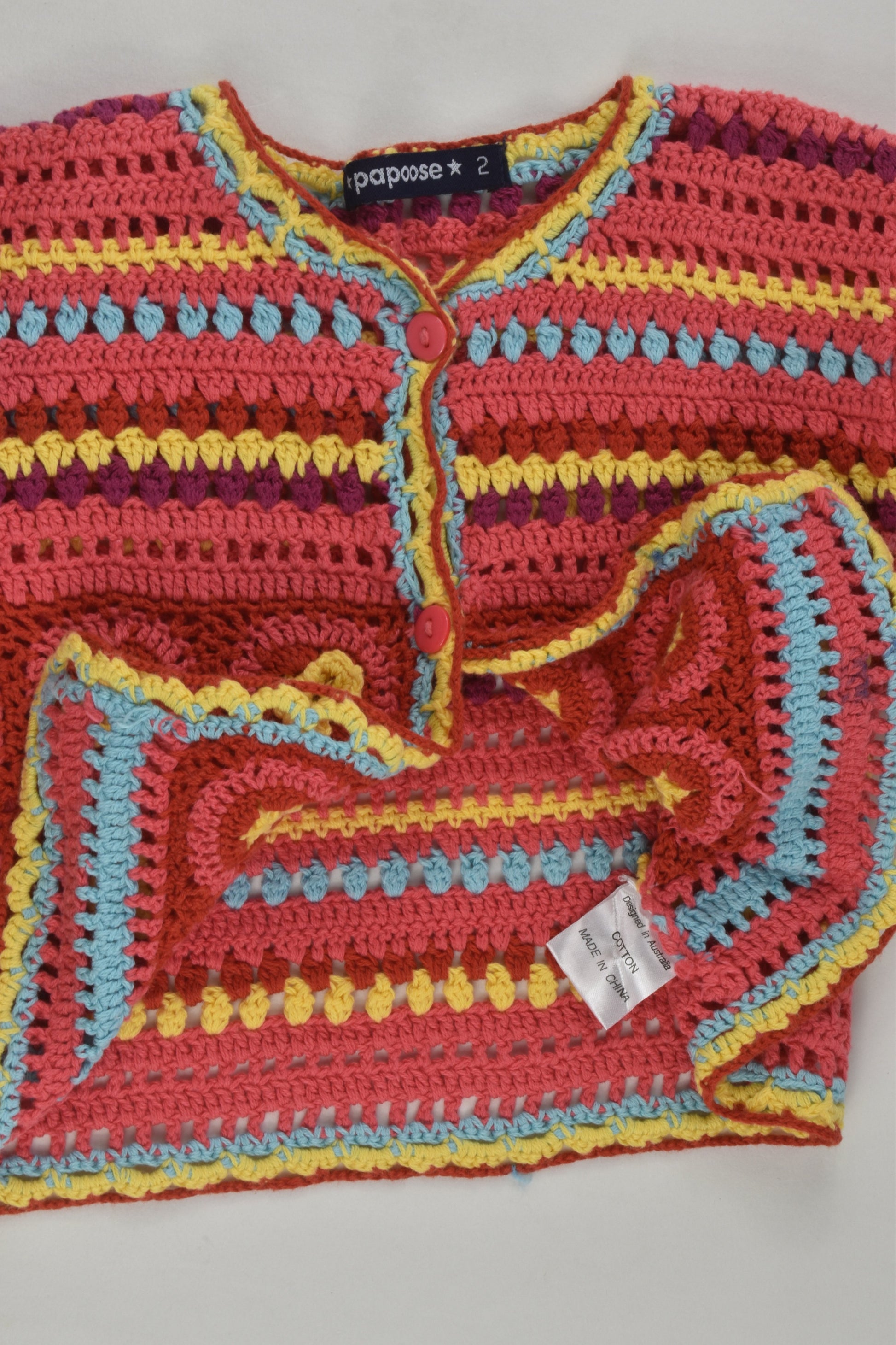 Papoose Size 2 Colourful Knit Cardigan