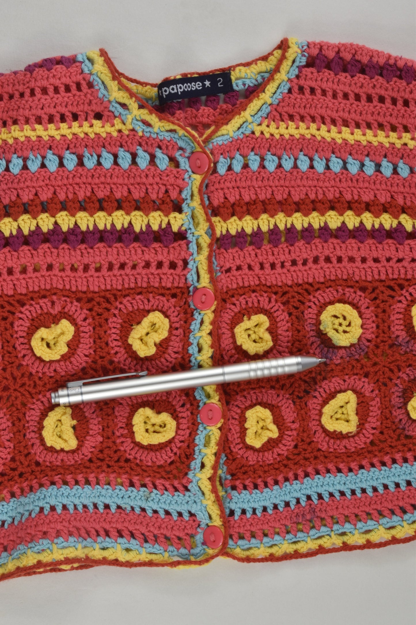 Papoose Size 2 Colourful Knit Cardigan