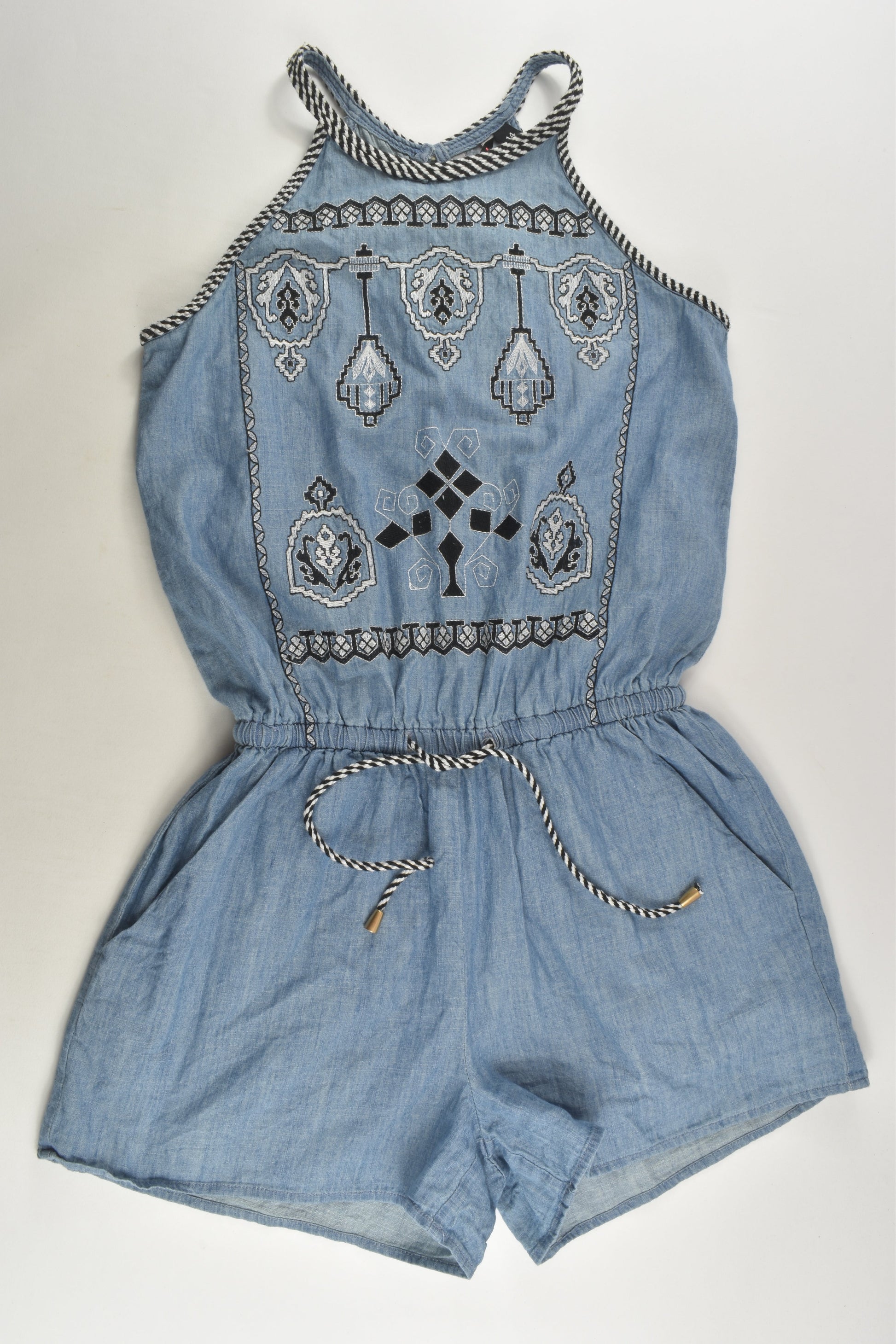 Pavement Size 14 Embroidery Denim Playsuit