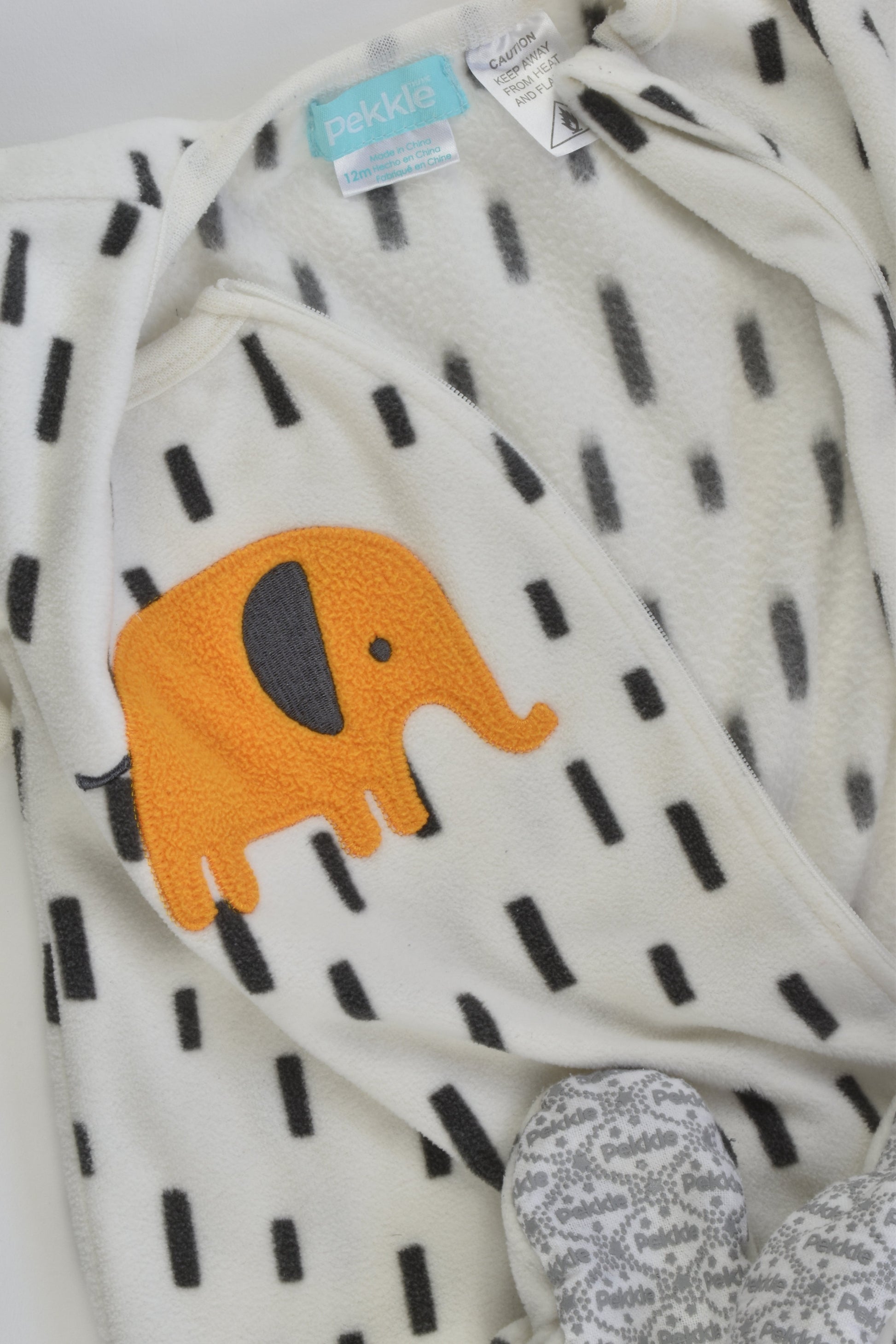 Pekkle Size 0 (12 months) Footed Fleece Romper