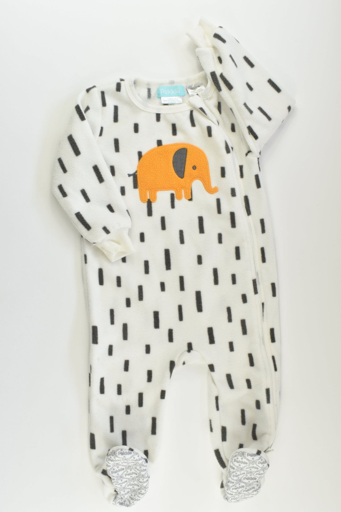 Pekkle Size 0 (12 months) Footed Fleece Romper