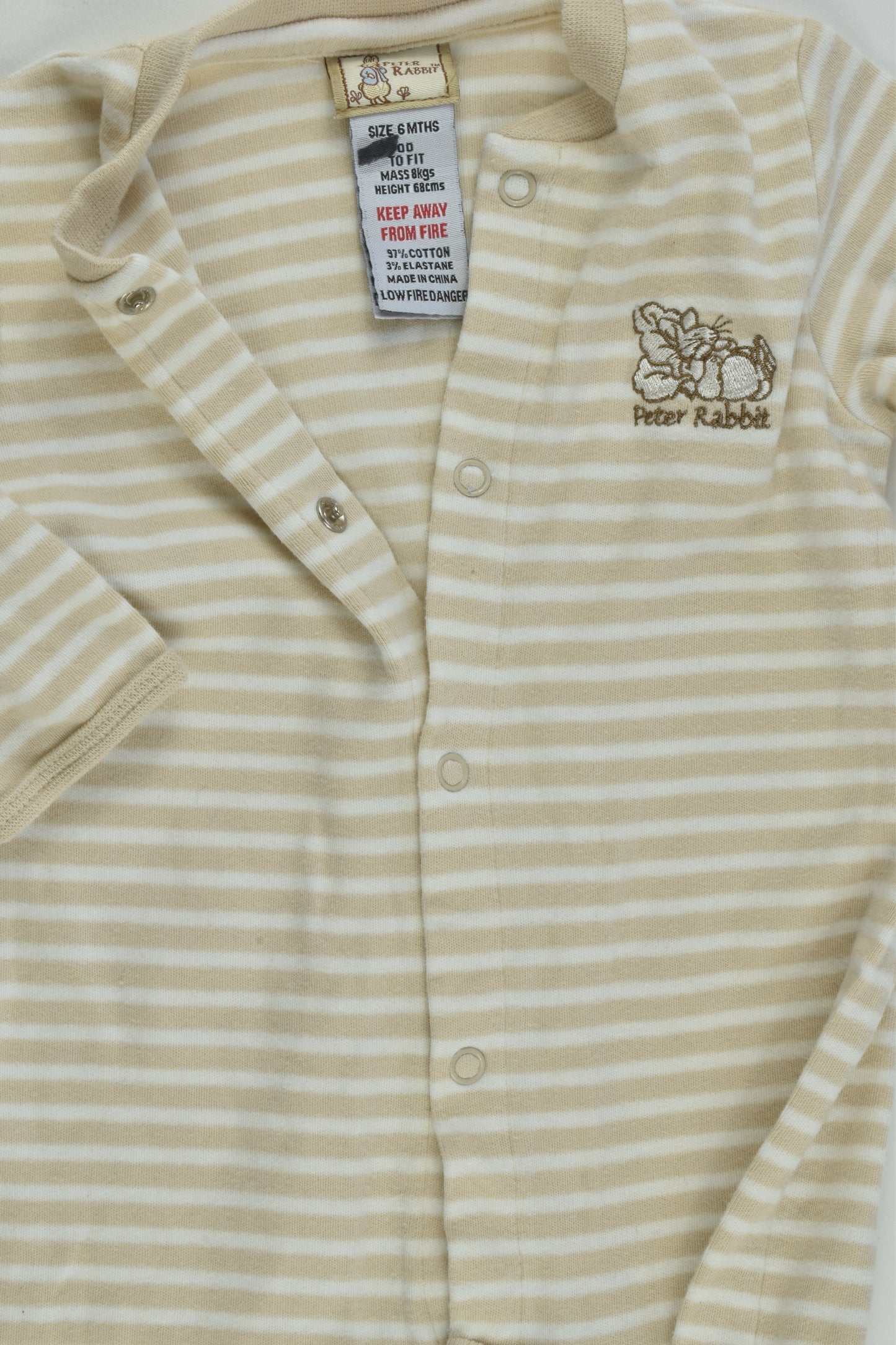Peter Rabbit Size 00 (68 cm) Striped Footed Romper