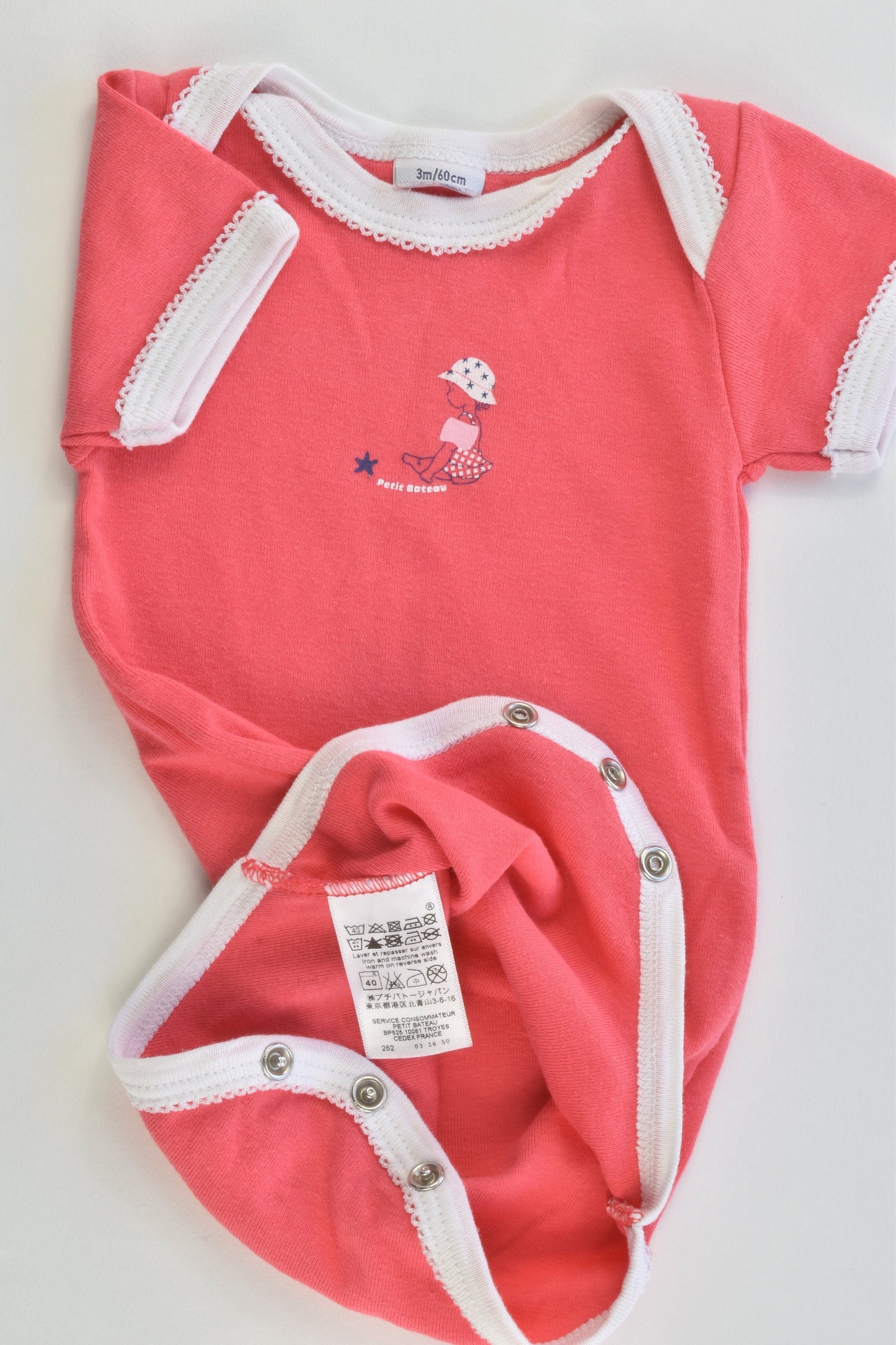 Petit Bateau (France) Size 000 (3 months, 60 cm) Bodysuit