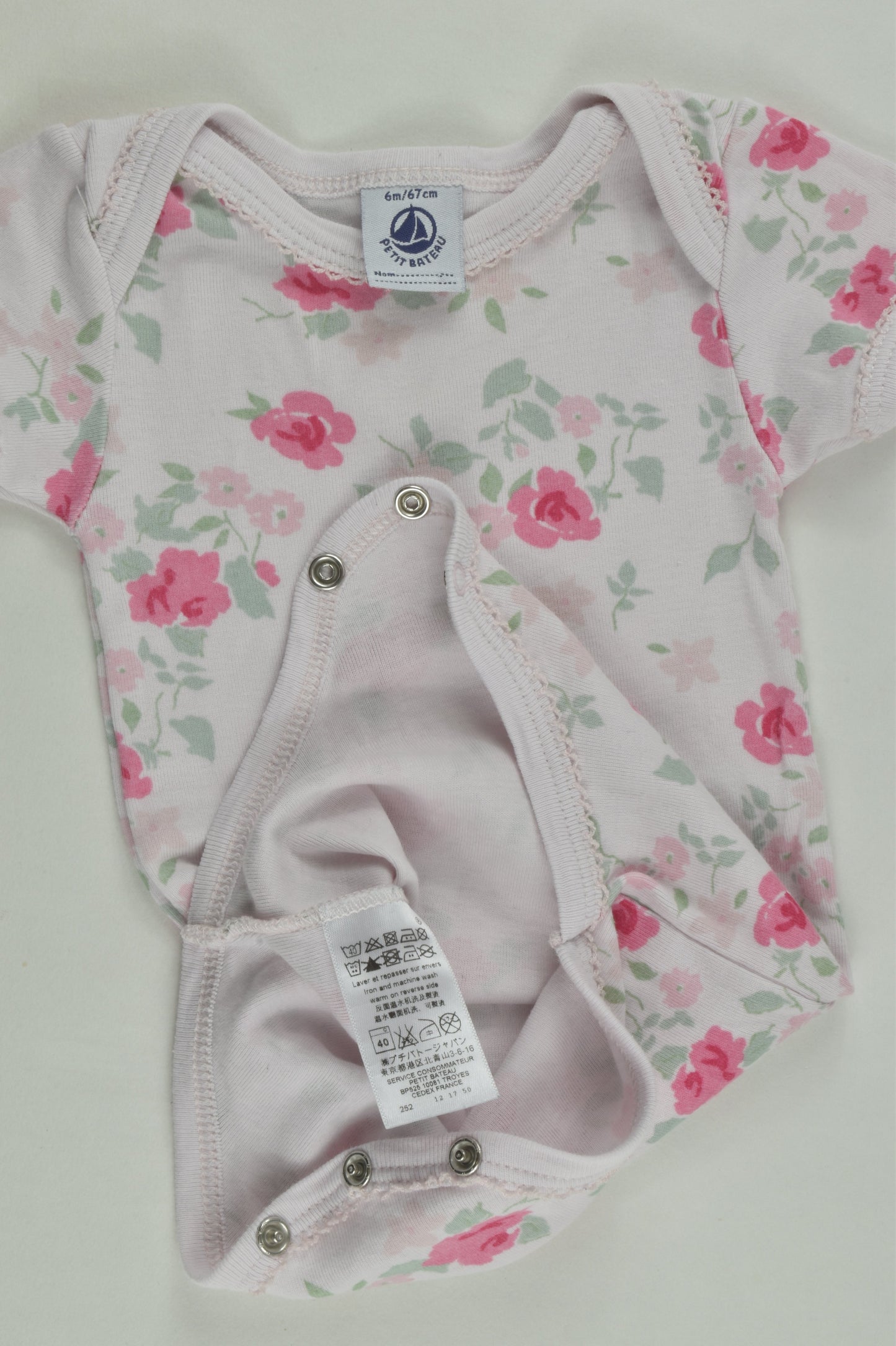 Petit Bateau Size 00 (6 months, 67 cm) Floral Bodysuit
