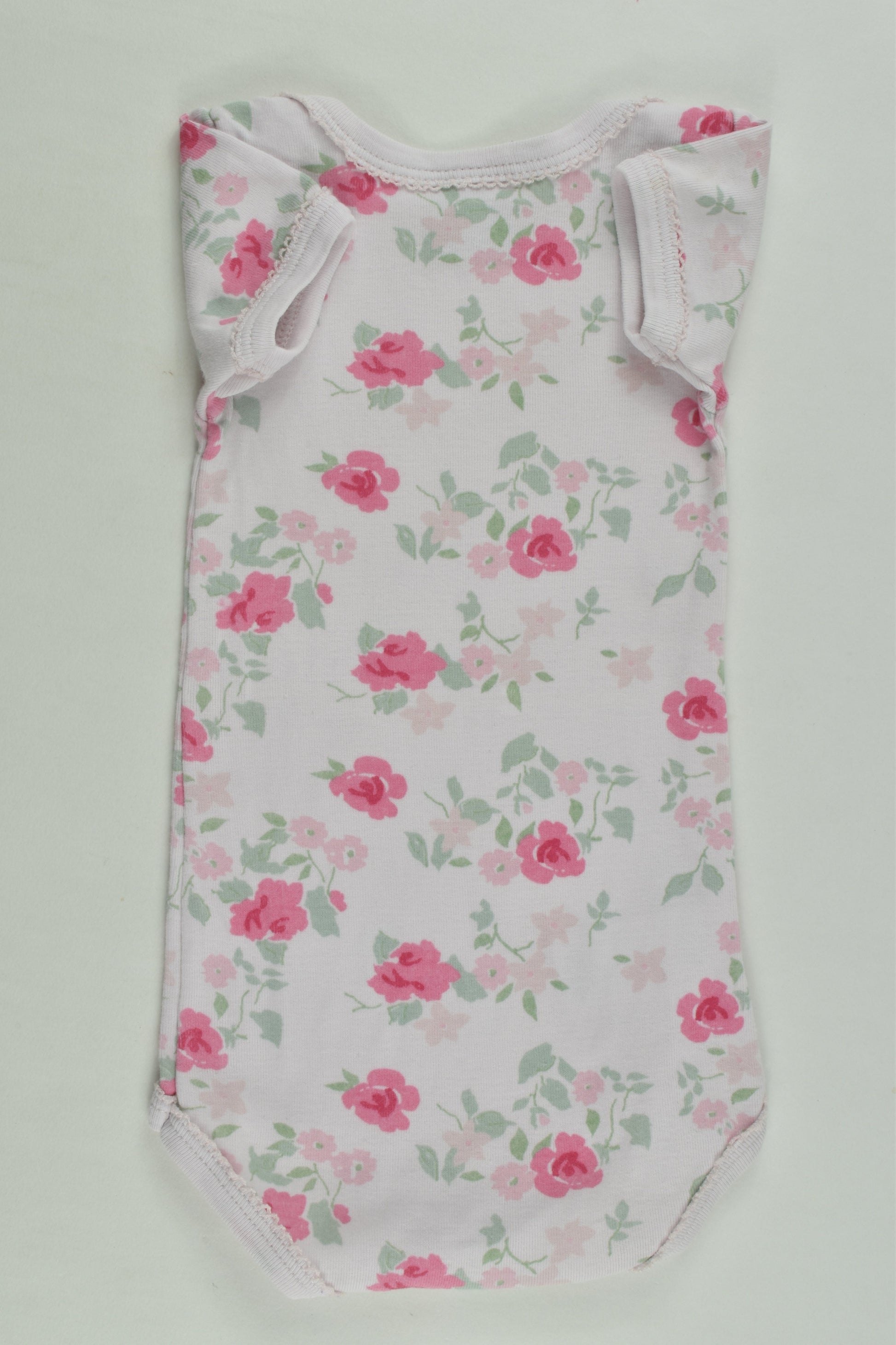 Petit Bateau Size 00 (6 months, 67 cm) Floral Bodysuit