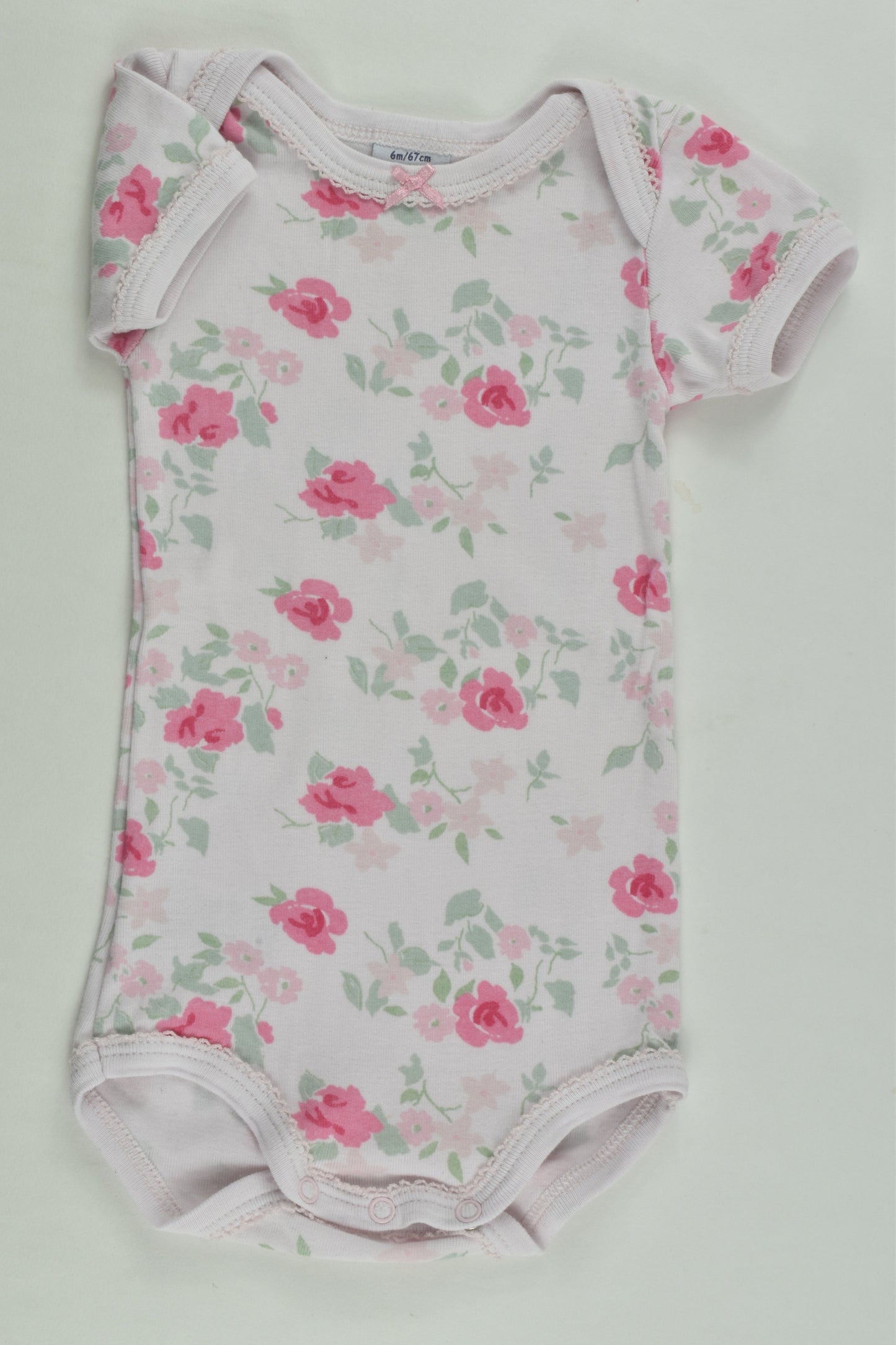Petit Bateau Size 00 (6 months, 67 cm) Floral Bodysuit