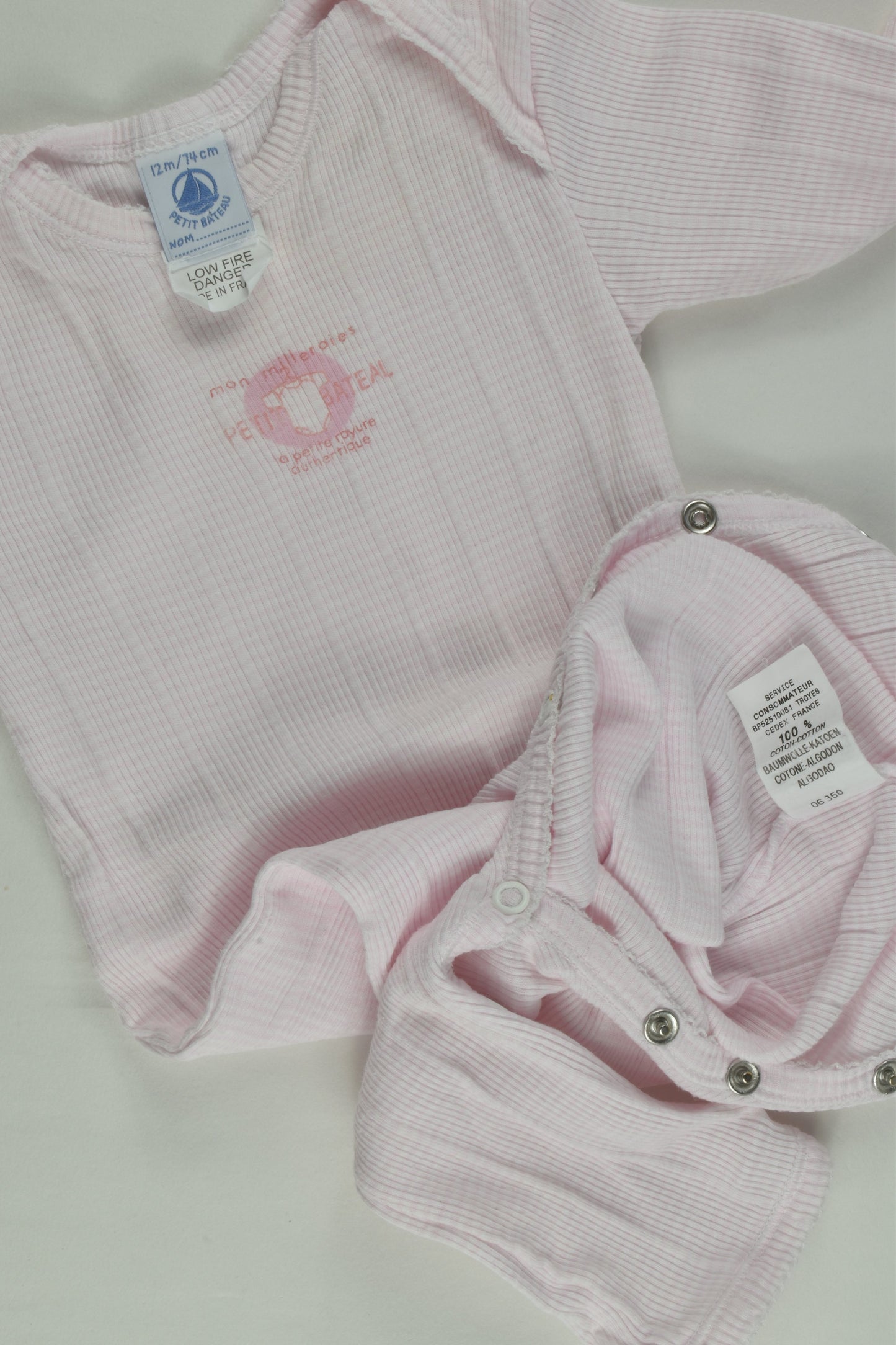 Petit Bateau Size 00 Ribbed Romper