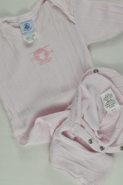 Petit Bateau Size 00 Ribbed Romper