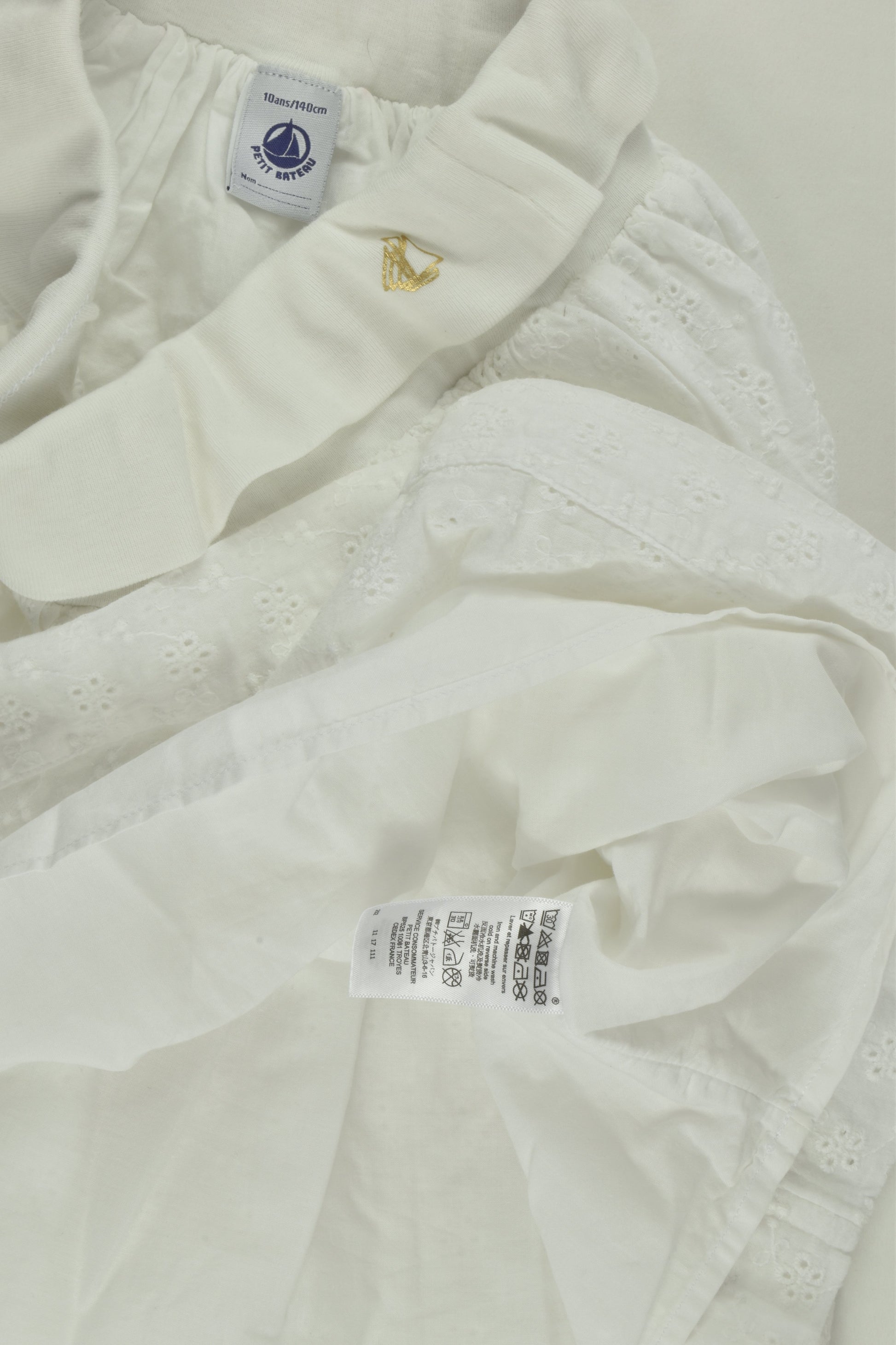Petit Bateau Size 10 (140 cm) Lined Lace Skirt