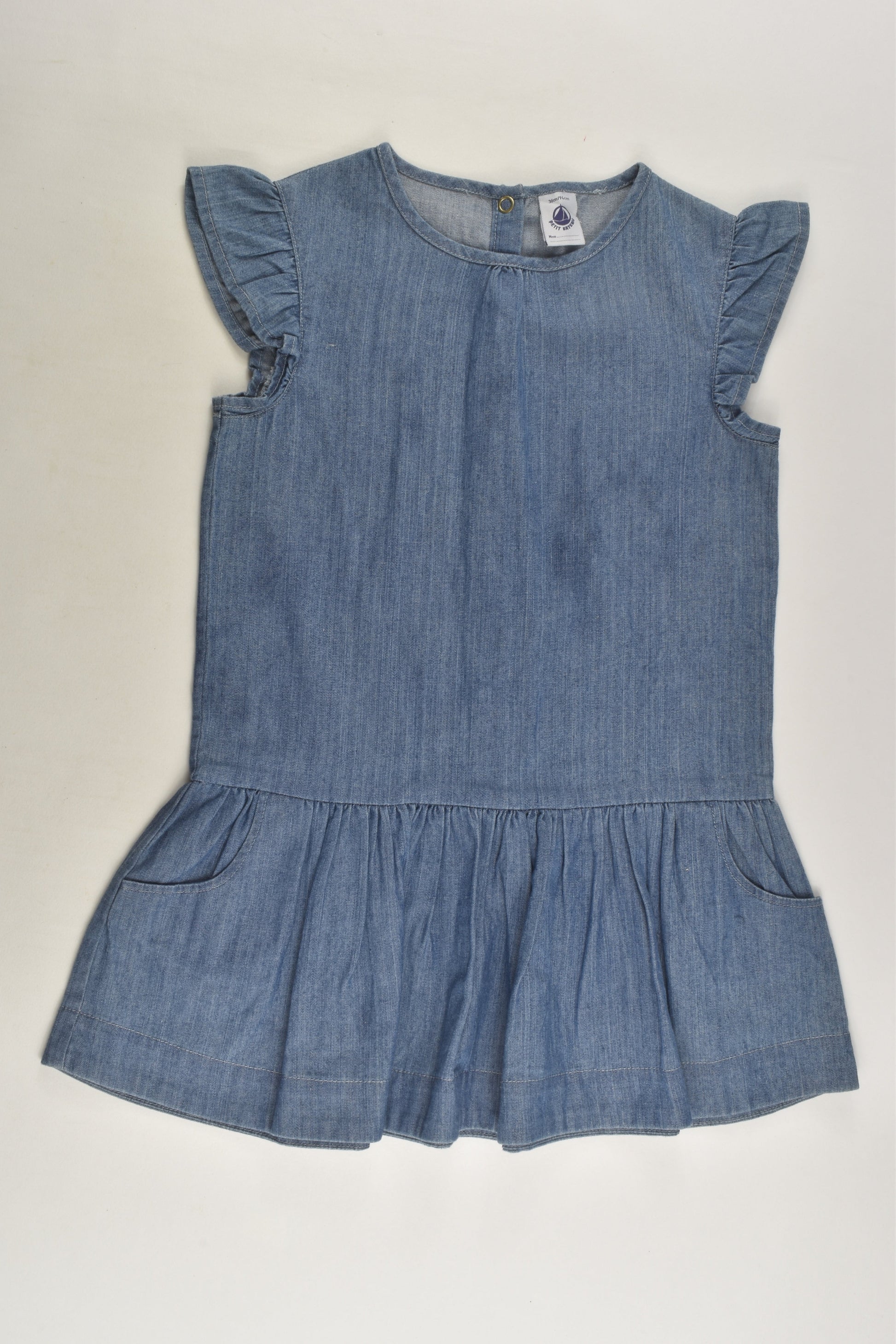 Petit Bateau Size 2-3 (36 months, 94 cm) Denim Dress