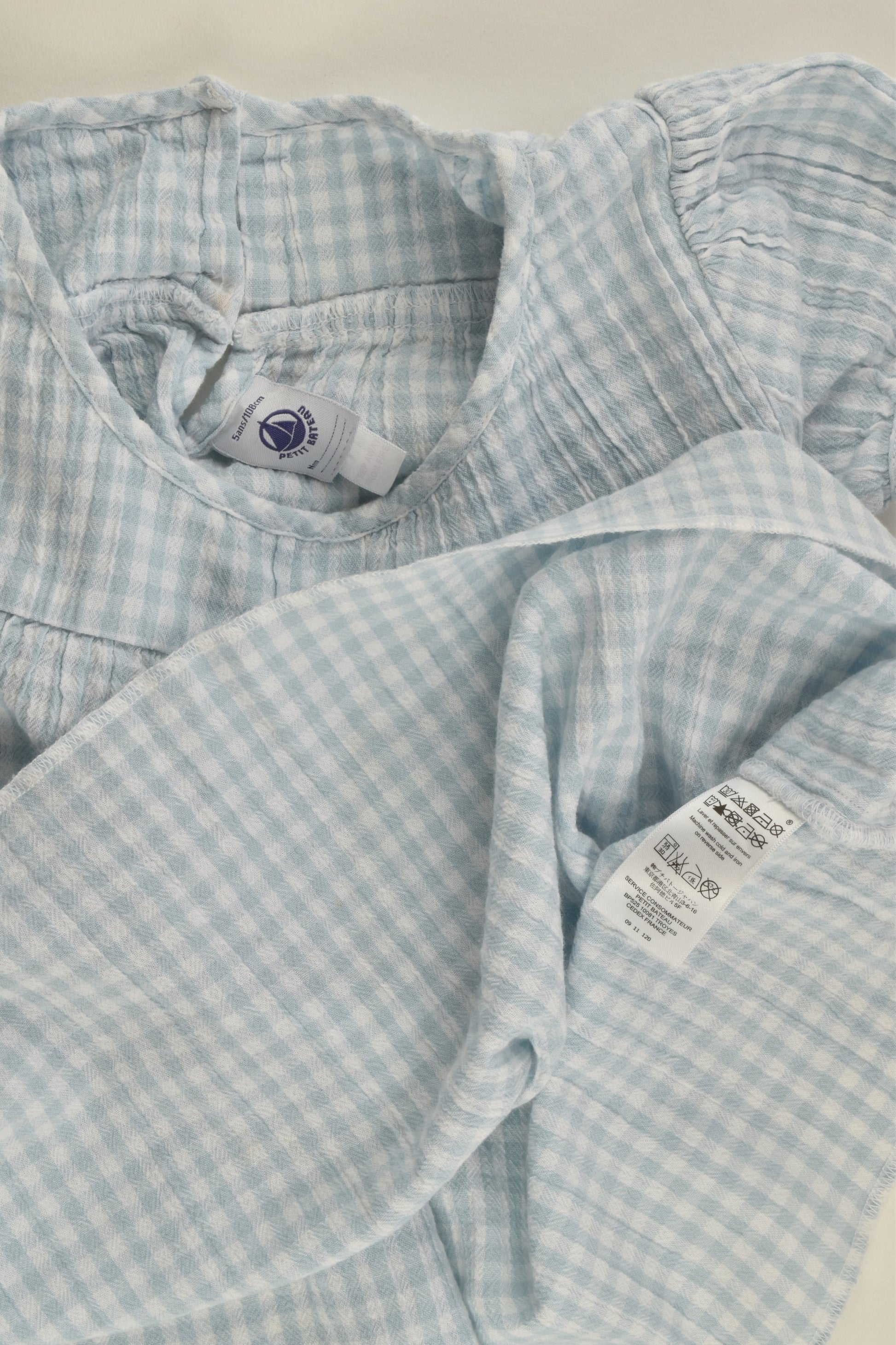 Petit Bateau Size 4-5 (108 cm, 5 years) Checked Blouse