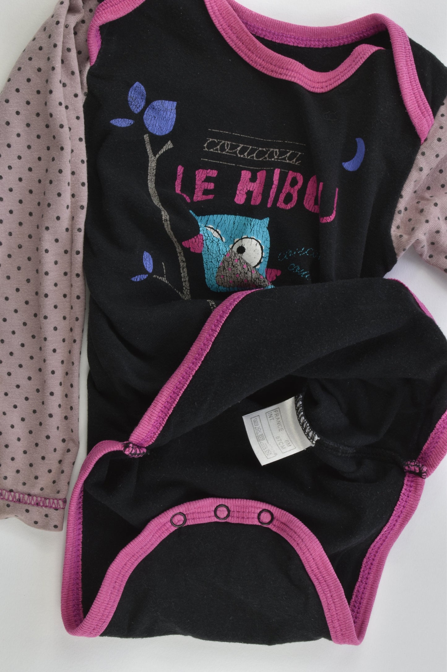 Petit Béguin (France) Size 00 (6 months, 67 cm) Owls Bodysuit