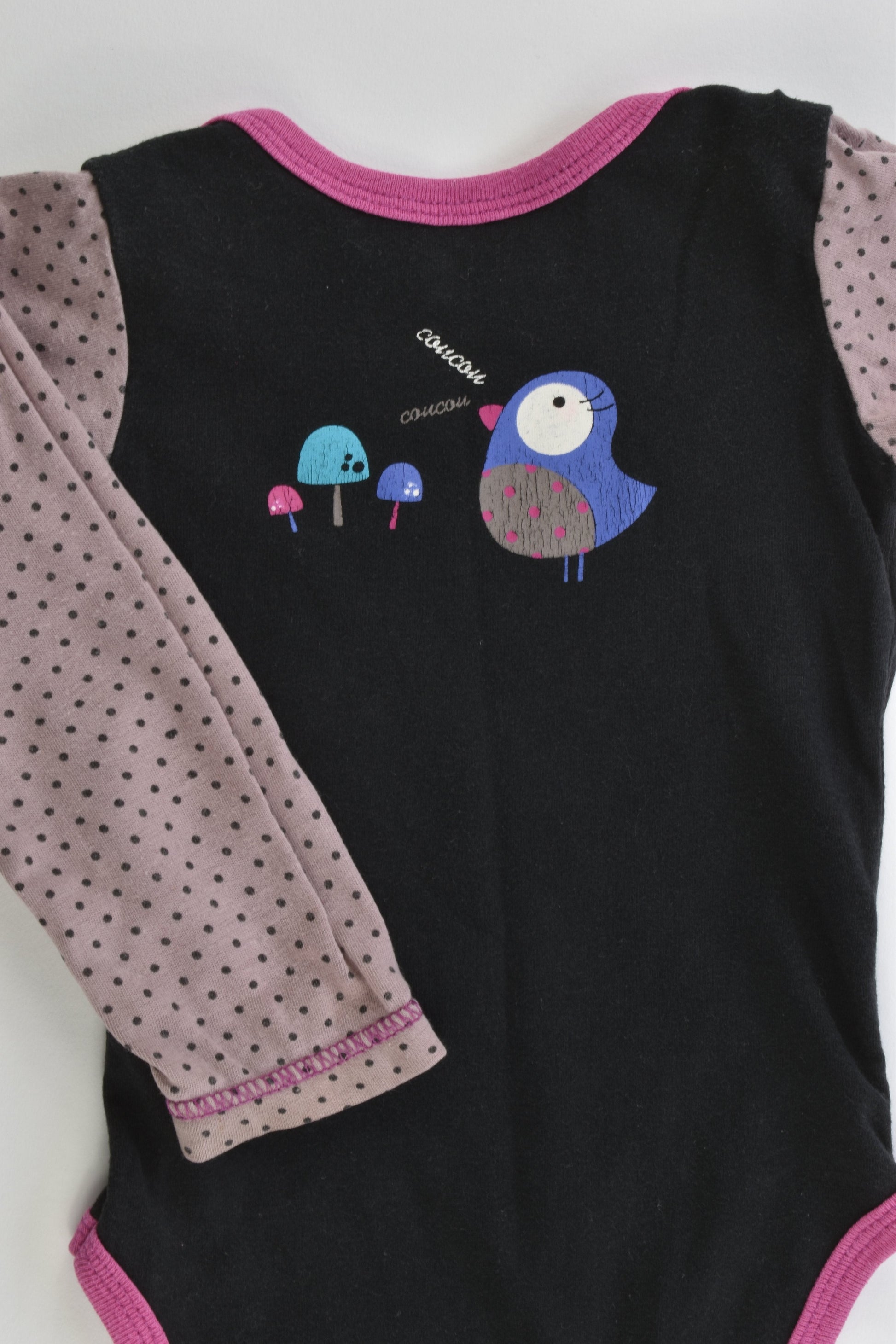 Petit Béguin (France) Size 00 (6 months, 67 cm) Owls Bodysuit