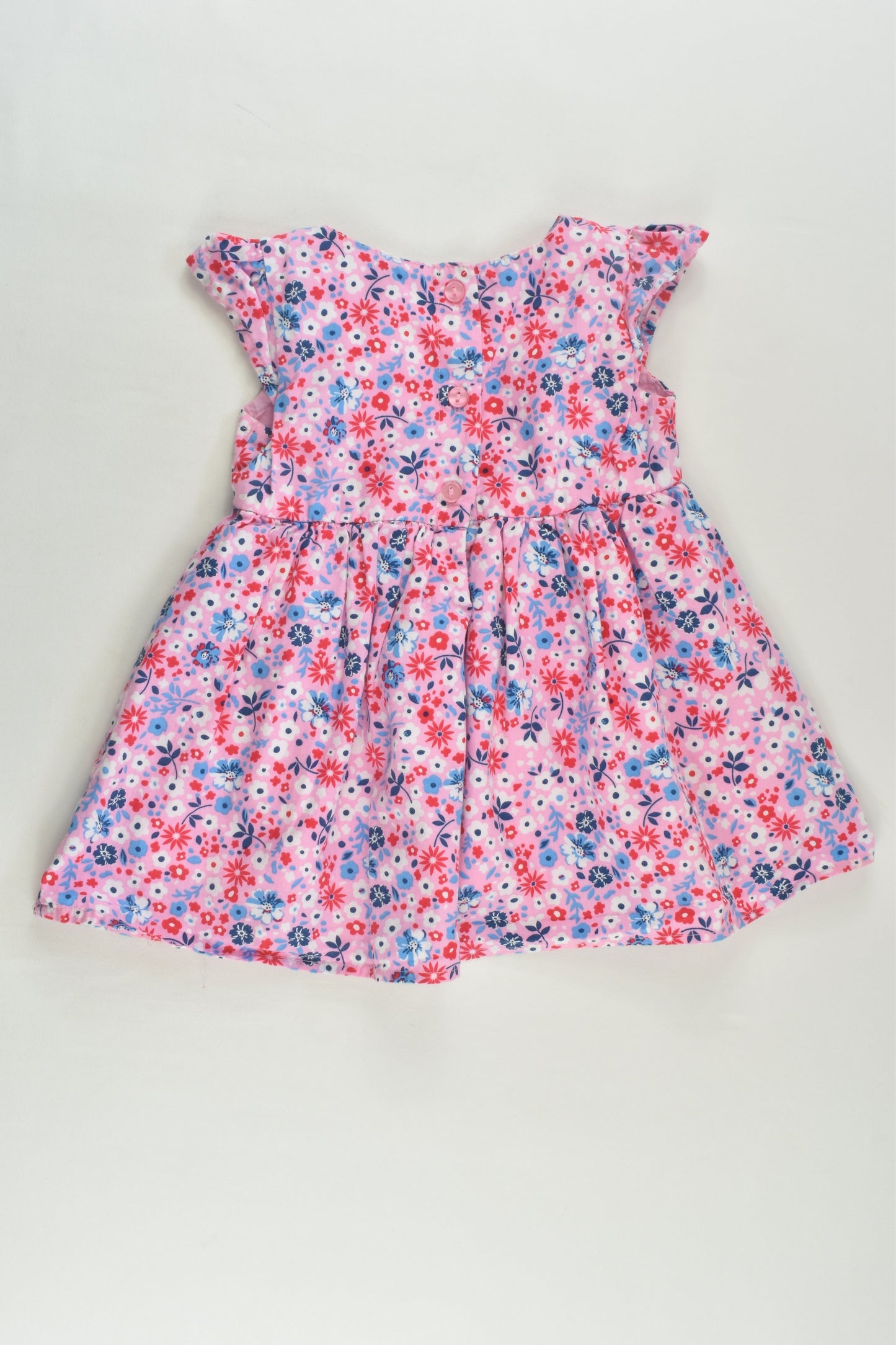 Pink & Blue Size 0 (6-12 months) Lined Floral Dress