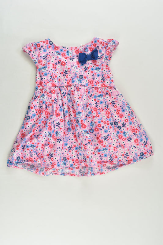 Pink & Blue Size 0 (6-12 months) Lined Floral Dress