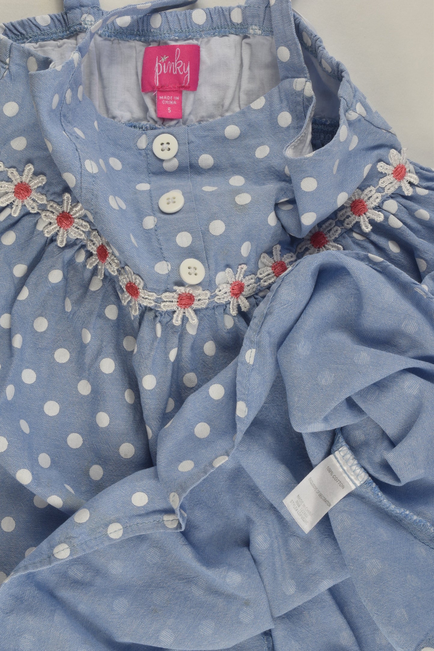 Pinky Size 5 Polka Dots and Flowers Dress