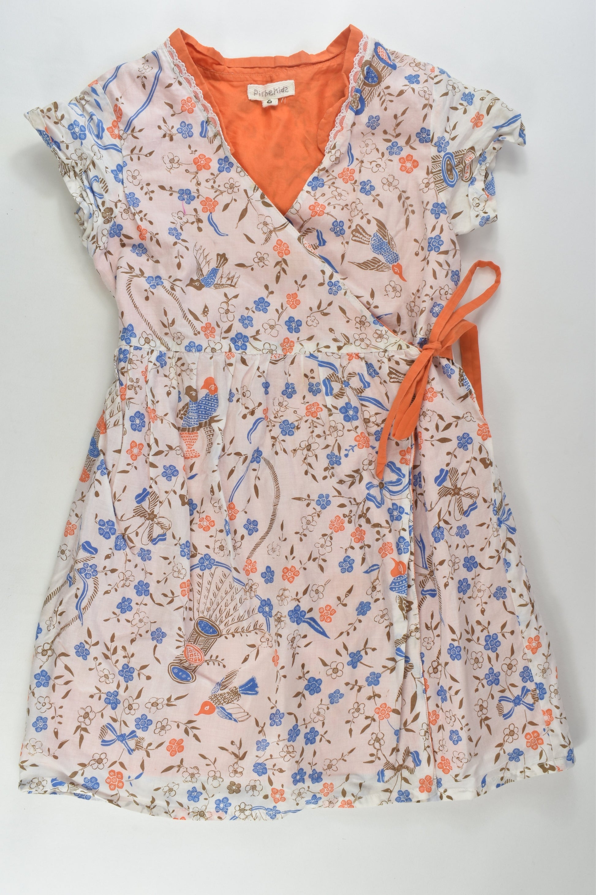 Pithekids Size 6 Lined Wrap Floral Dress