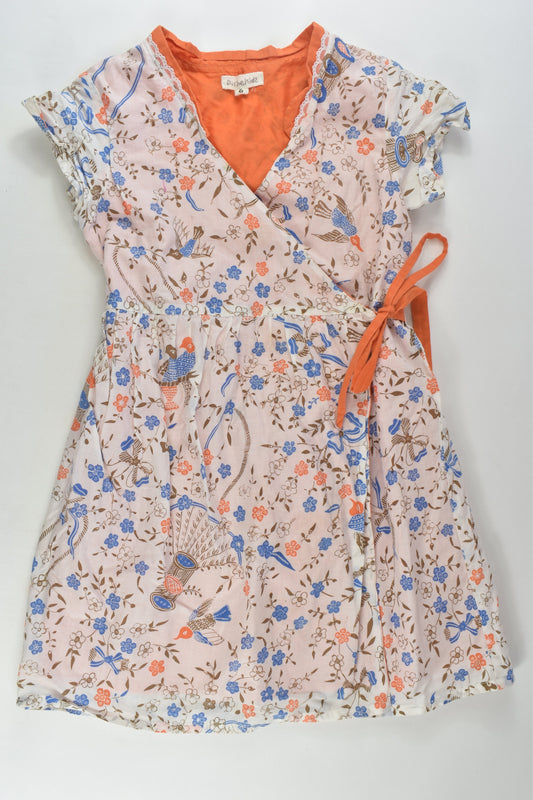 Pithekids Size 6 Lined Wrap Floral Dress