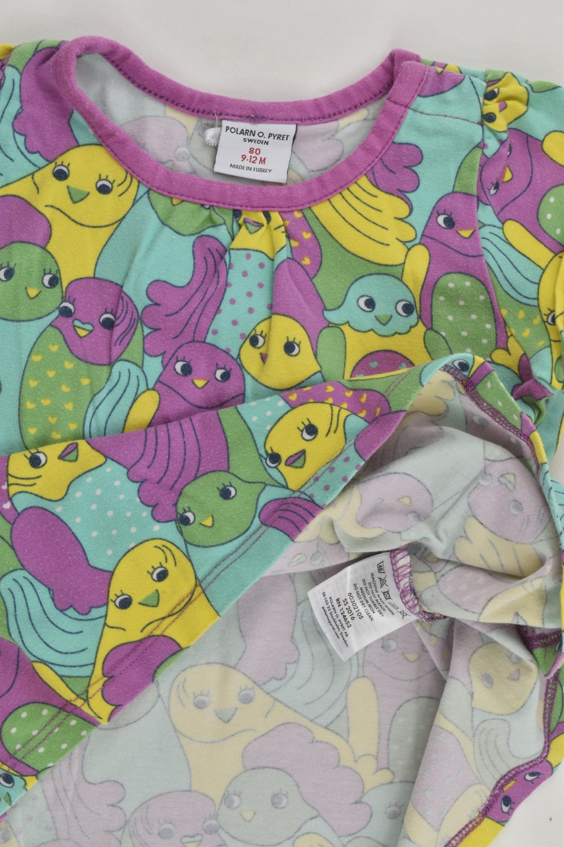 Polarn O. Pyret Size 0-1 (80 cm) Birds Tunic/Dress
