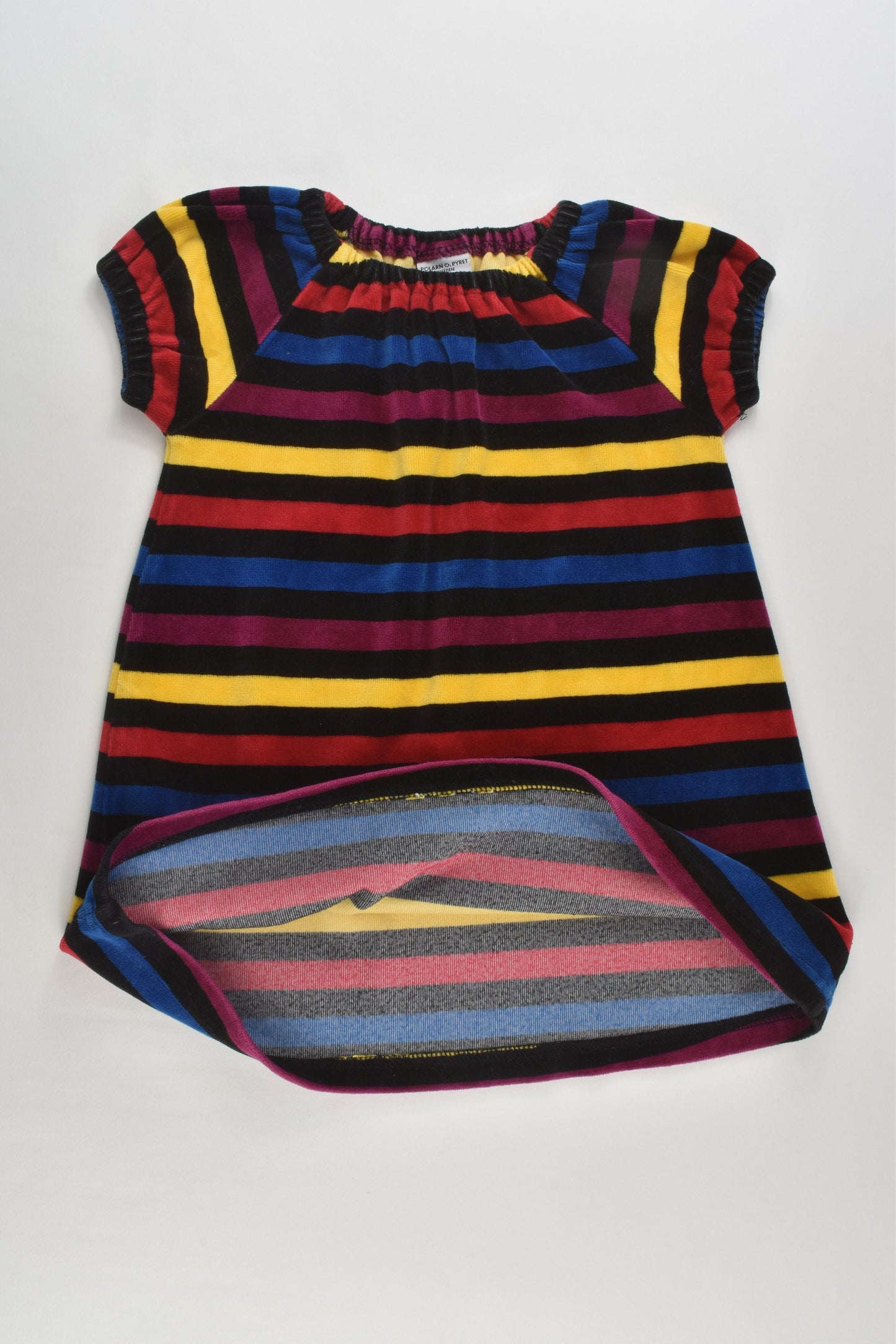Polarn O. Pyret Size 0 (80 cm) Striped Velour Dress