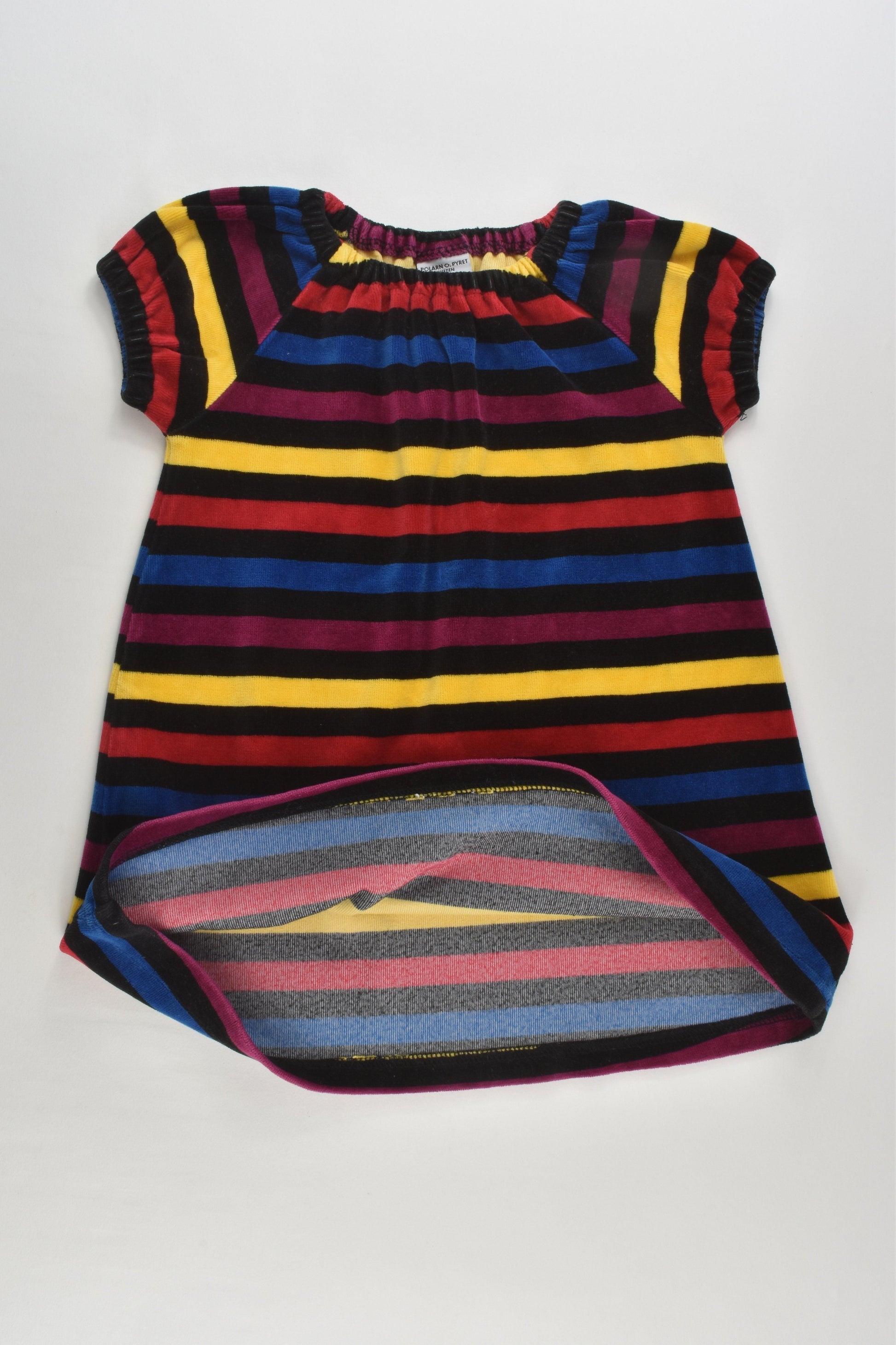 Polarn O. Pyret Size 0 (80 cm) Striped Velour Dress