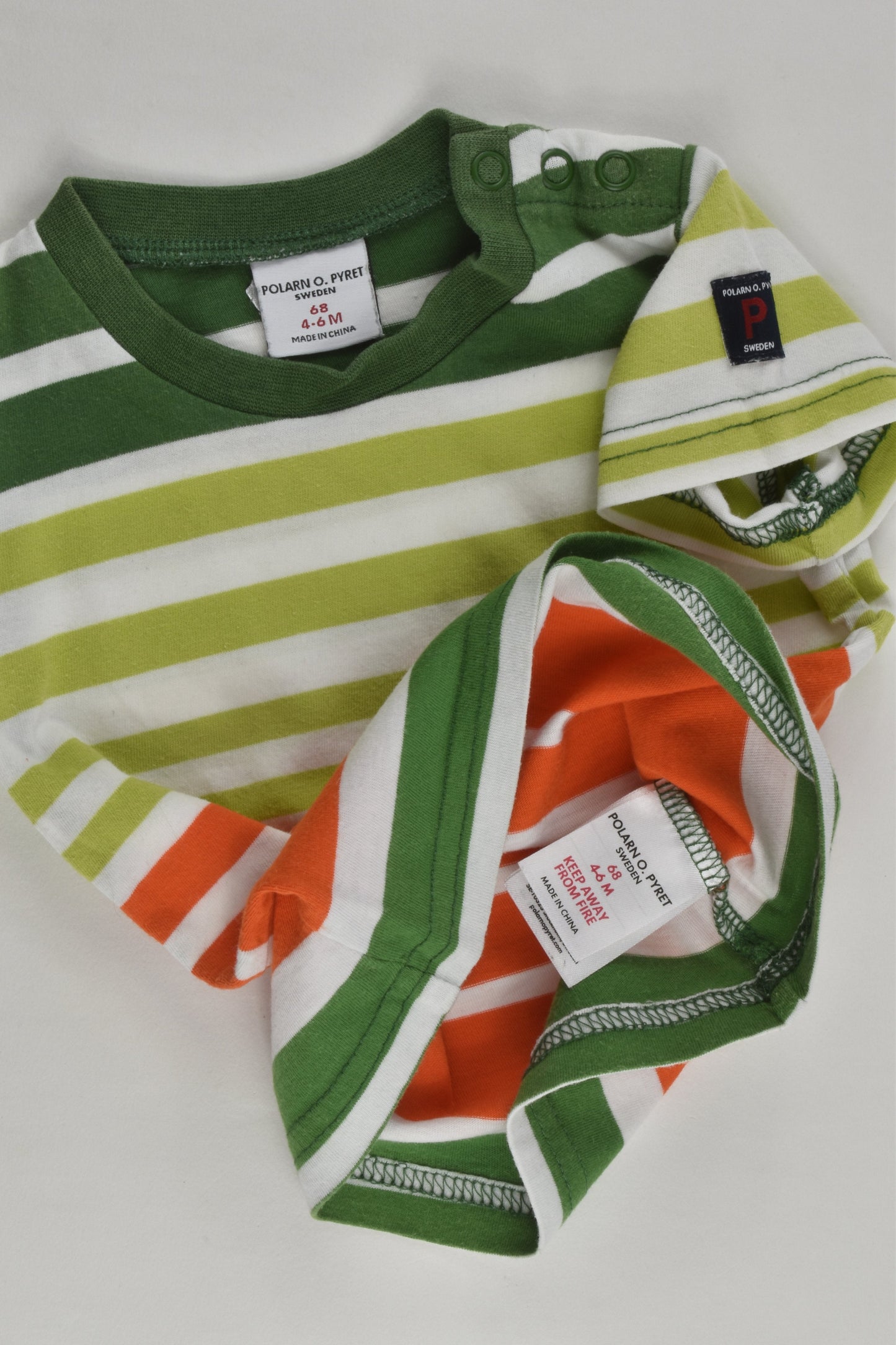 Polarn O. Pyret Size 00 (68 cm) Striped T-shirt