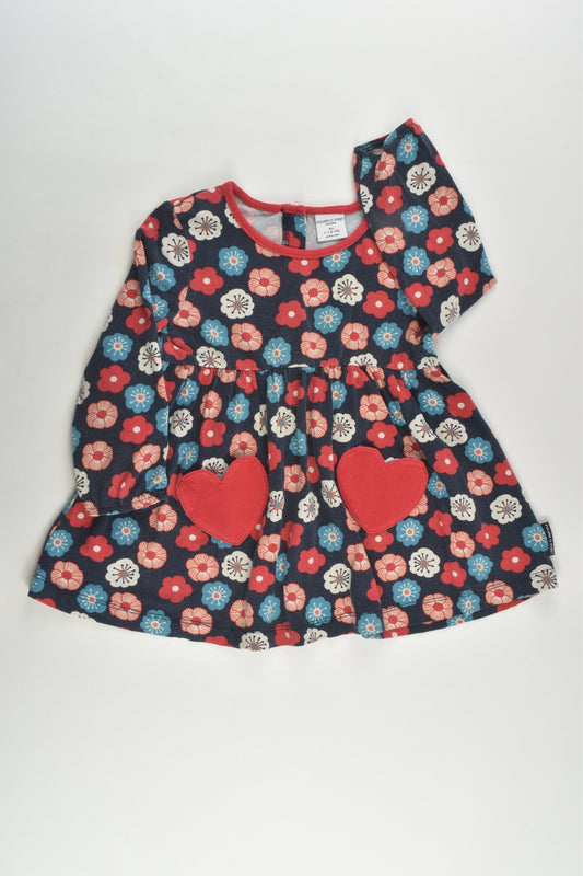 Polarn O. Pyret Size 1 (86 cm) Floral Dress with Love Heart Pockets