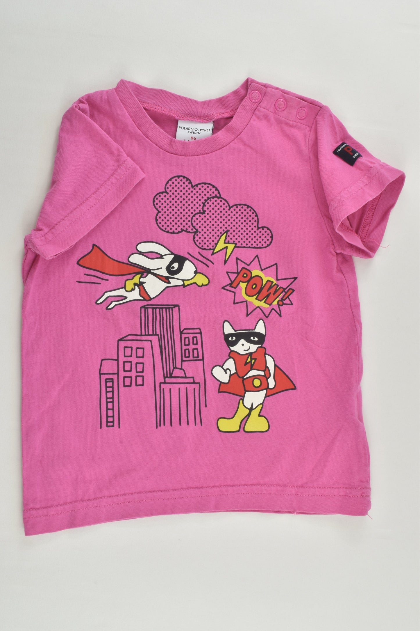 Polarn O. Pyret Size 1 (86 cm) Super Cat and Rabbit T-shirt