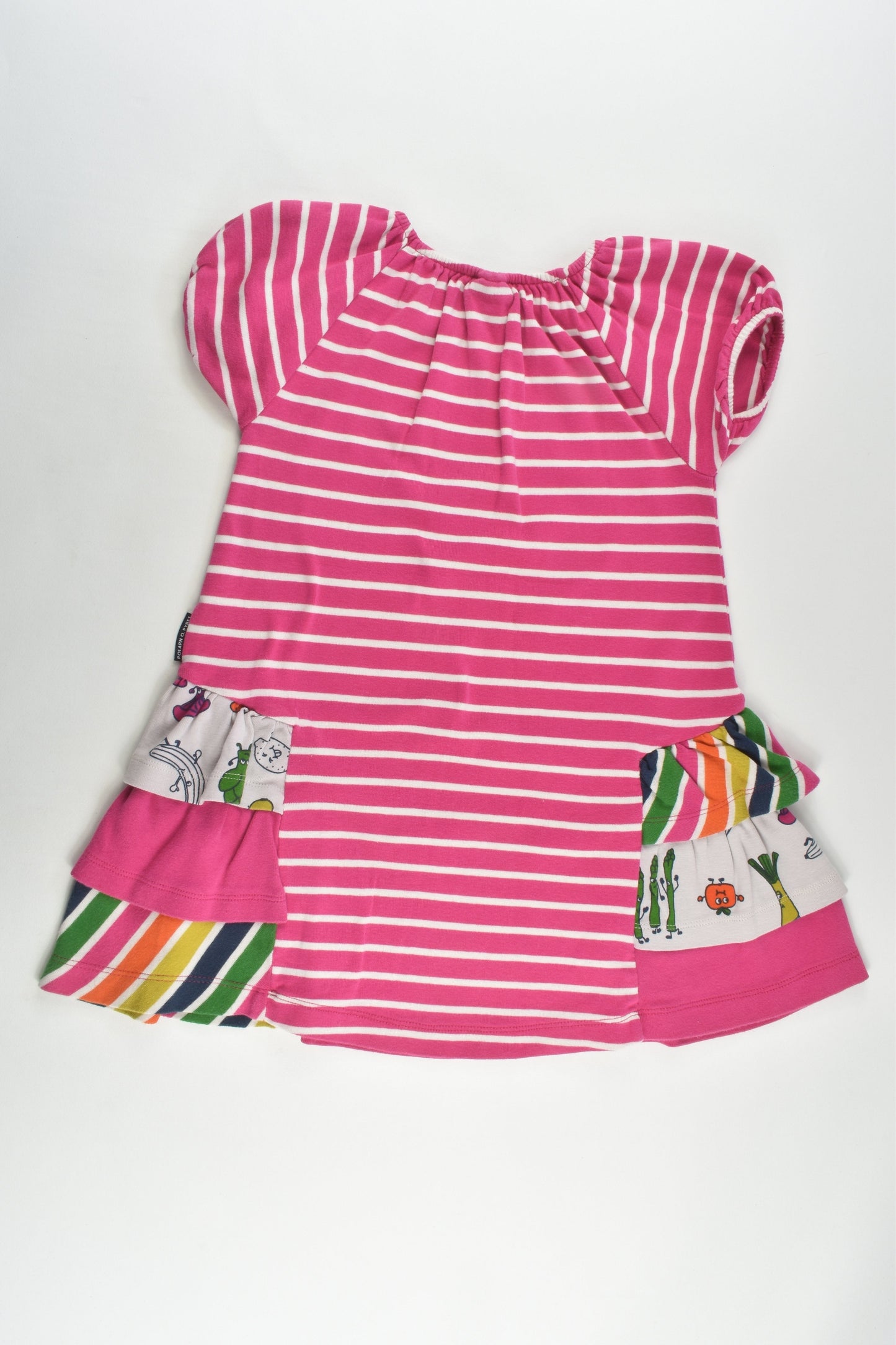 Polarn O. Pyret Size 3-4 (104 cm) Stripes and Veggies Dress
