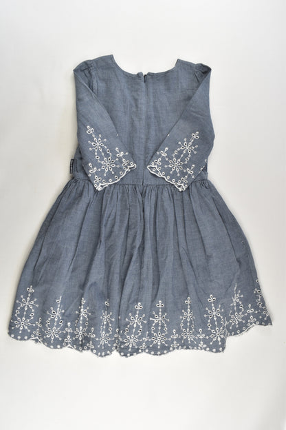 Polarn O. Pyret Size 4-6 Lined Lightweight Denim Dress with Lace Details
