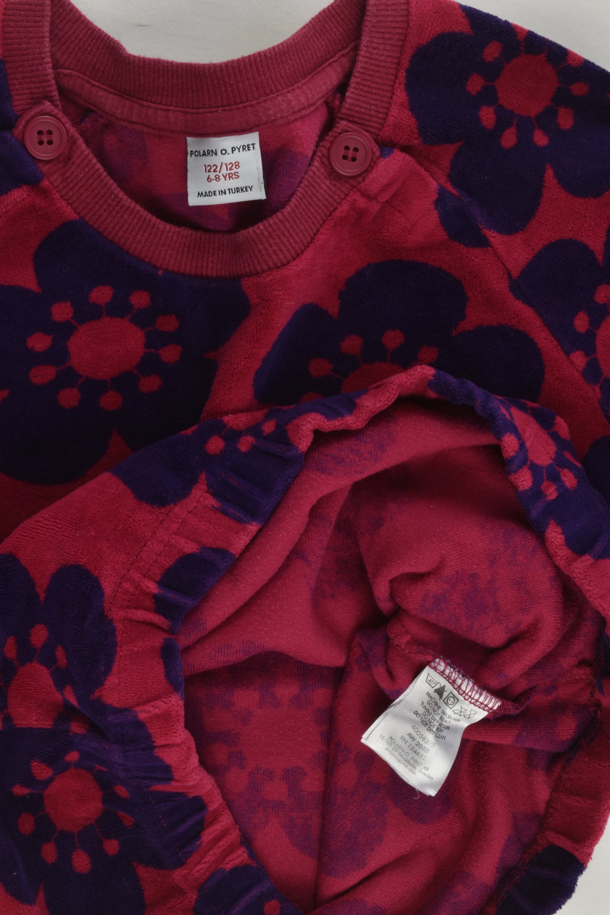 Polarn O. Pyret Size 6-8 (122/128 cm) Retro Flowers Velour Jumper