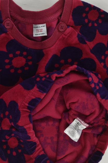 Polarn O. Pyret Size 6-8 (122/128 cm) Retro Flowers Velour Jumper