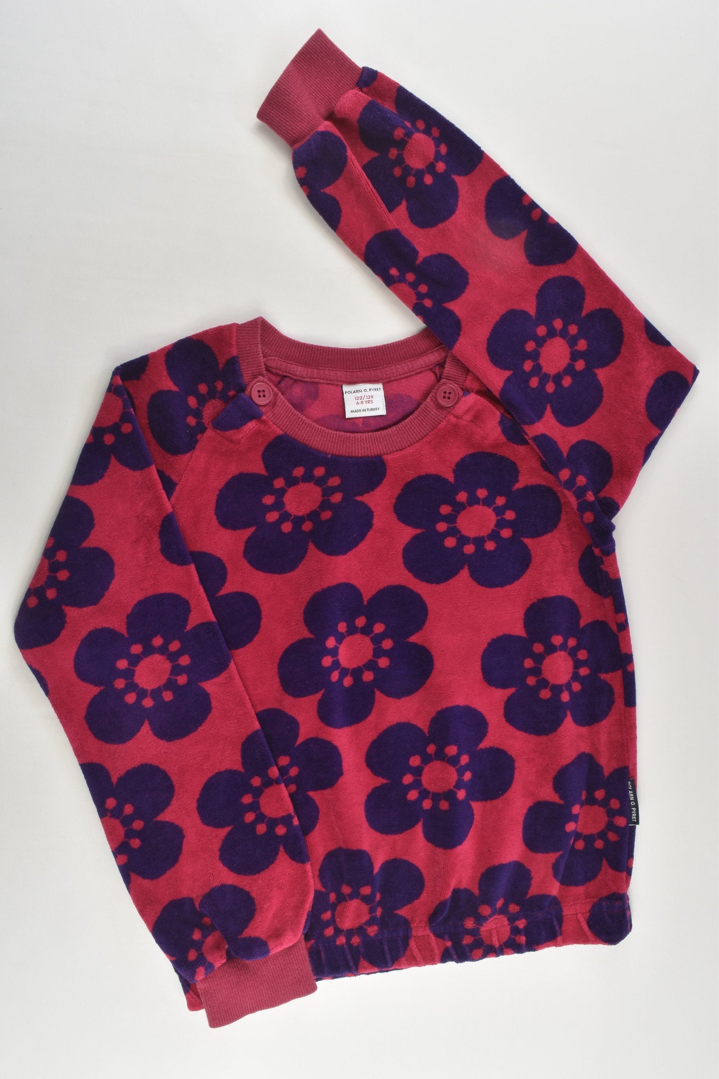 Polarn O. Pyret Size 6-8 (122/128 cm) Retro Flowers Velour Jumper