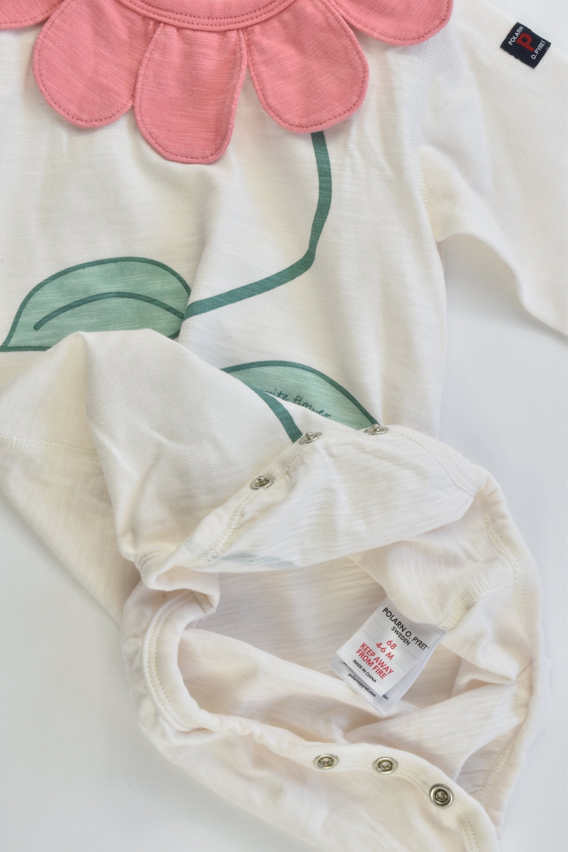 Polarn O. Pyret (Sweden) Size 00 (68 cm) 'Forever My Favorite Flower' Bodysuit