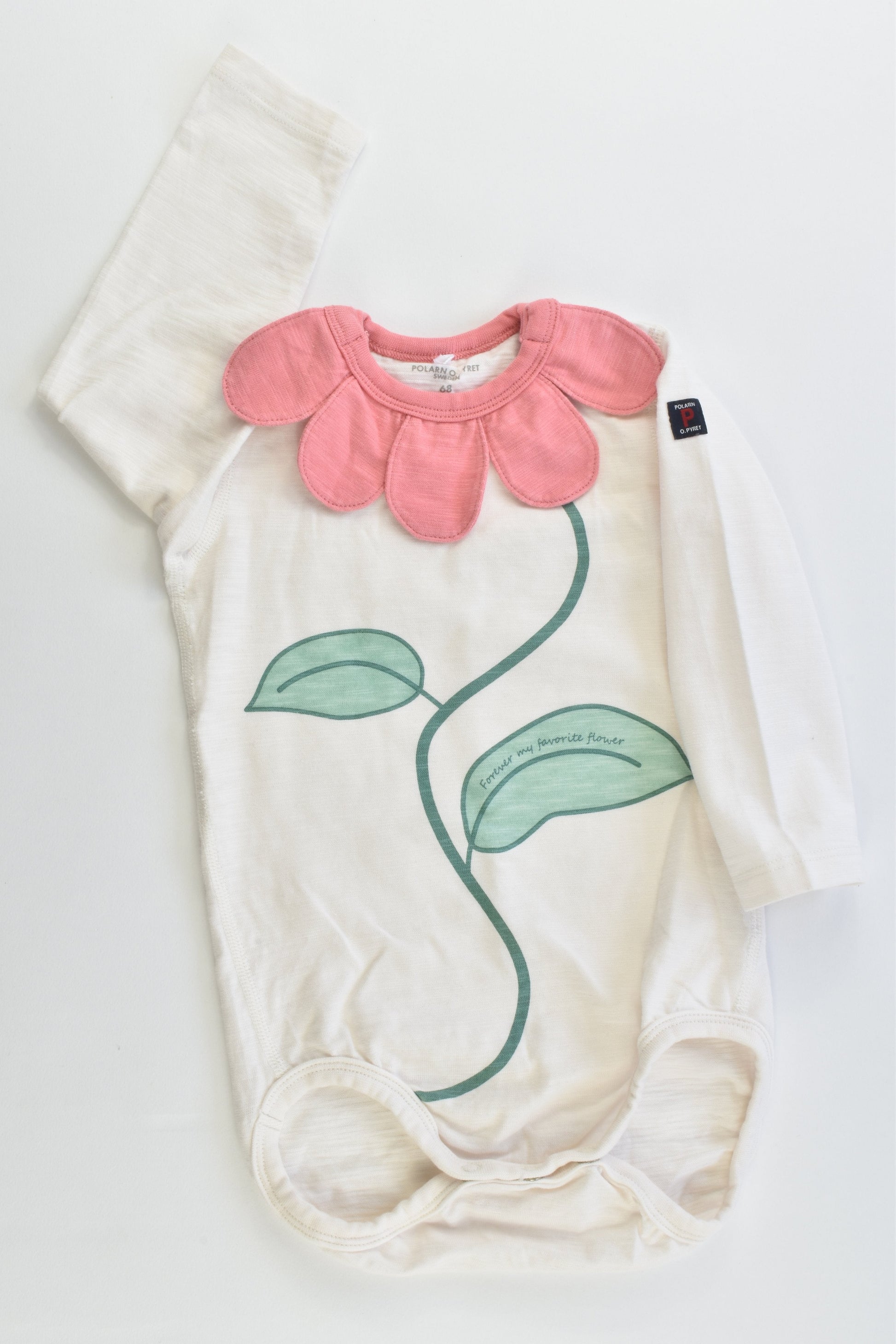 Polarn O. Pyret (Sweden) Size 00 (68 cm) 'Forever My Favorite Flower' Bodysuit