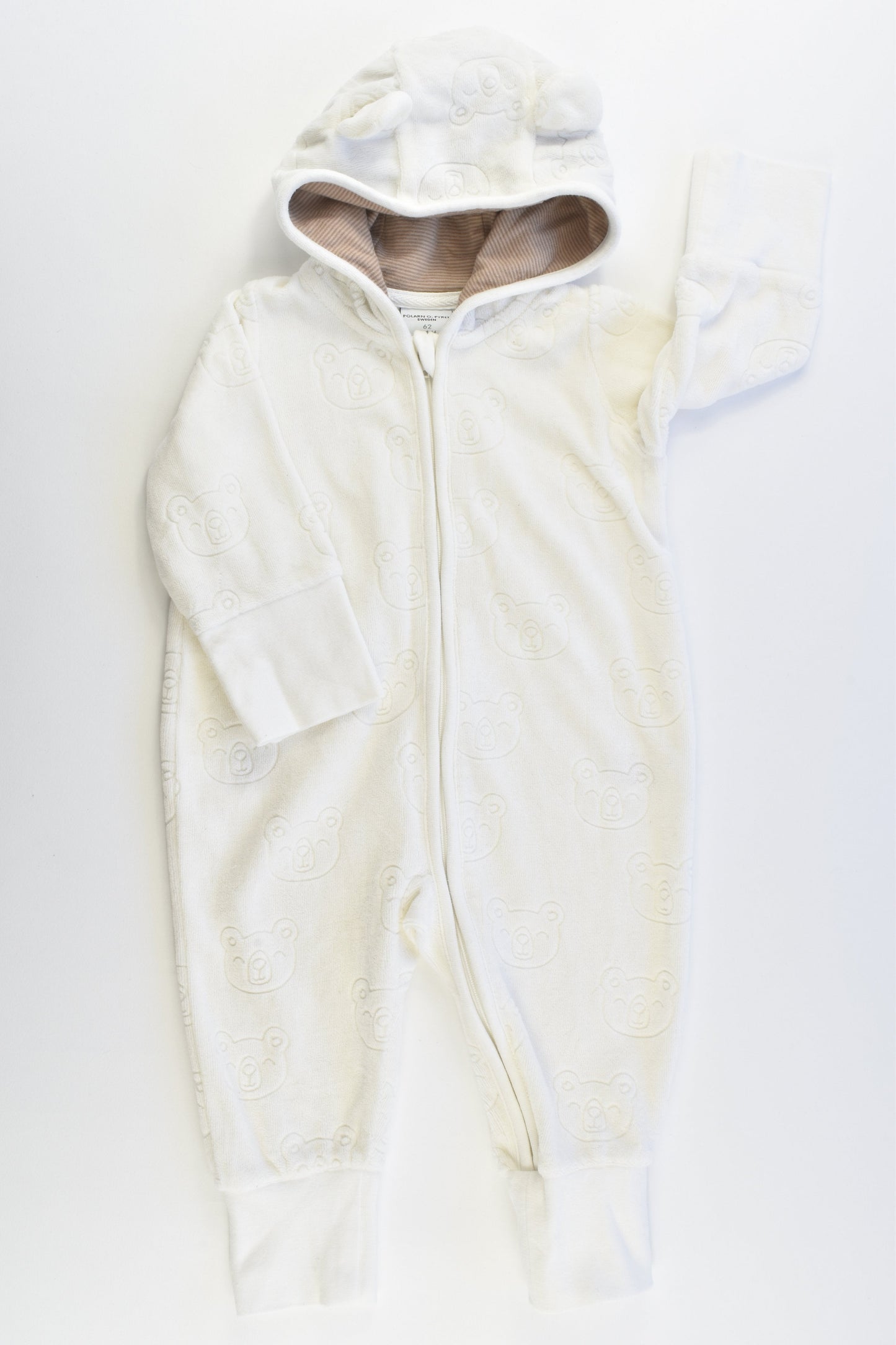 Polarn O. Pyret (Sweden) Size 000-00 (2-4 months, 62 cm) Teddies Hooded Onesie