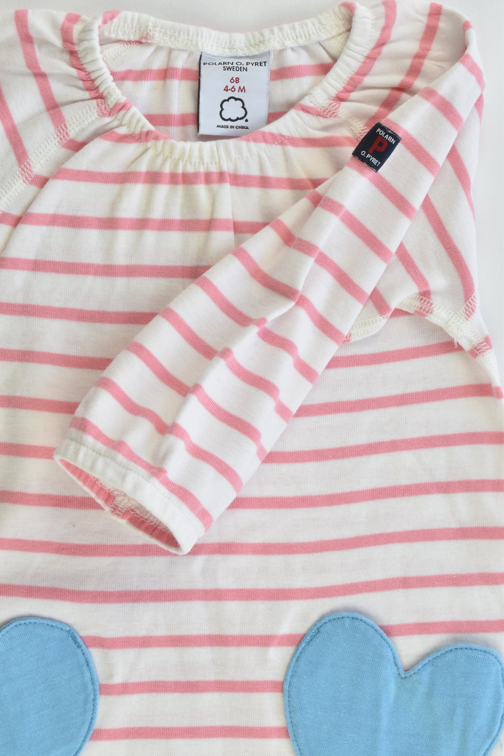 Polarn O. Pyret (Sweden) Size 68 cm (4-6 months) Striped Dress with Love Hearts Pockets