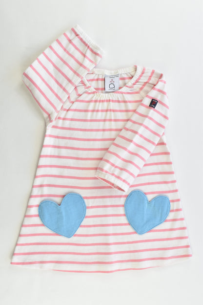 Polarn O. Pyret (Sweden) Size 68 cm (4-6 months) Striped Dress with Love Hearts Pockets